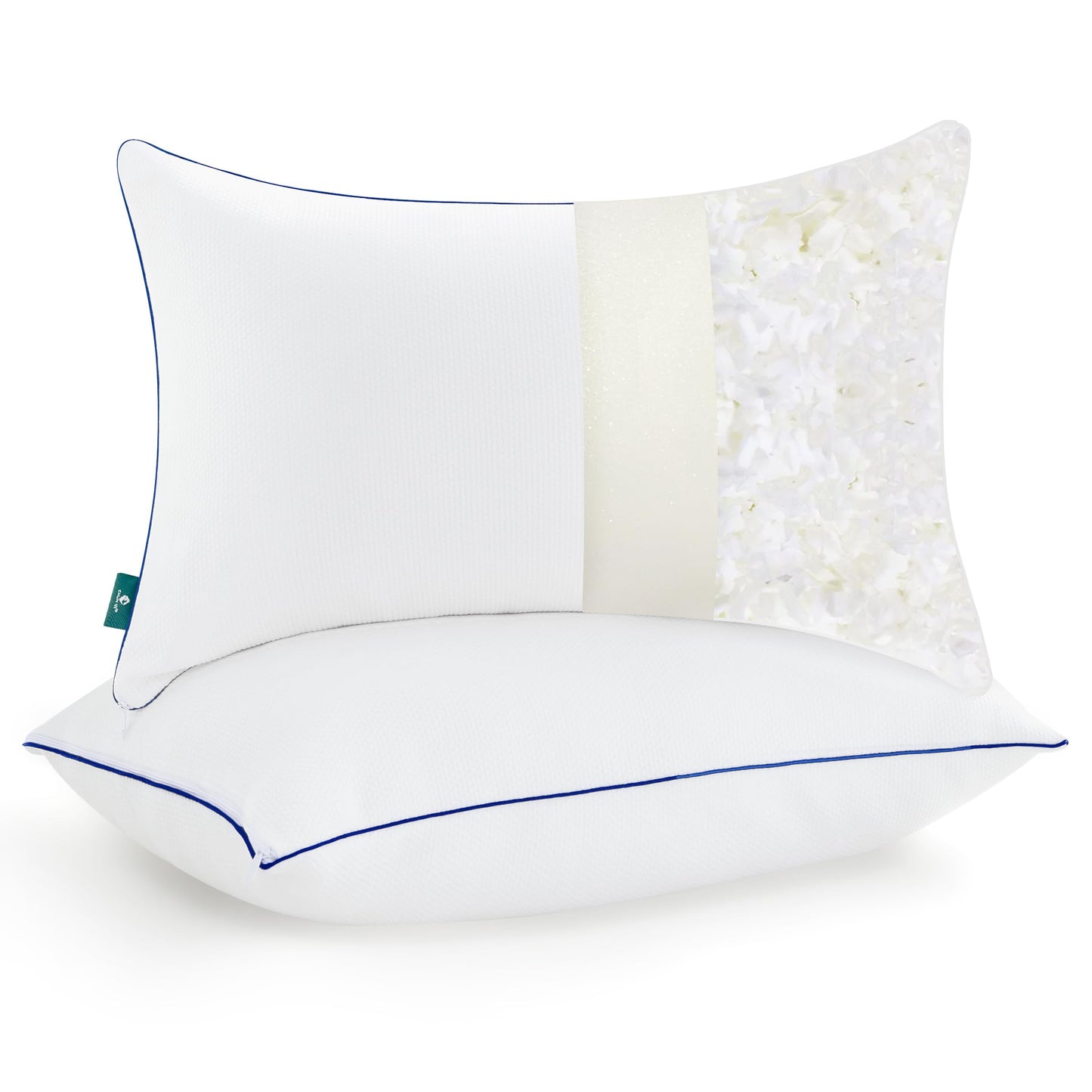 CHUN YI Shredded Memory Foam Pillows King Size Set of 2, Bed Pillows for Sleeping 2 Pack for Back Stomach Side Sleepers, Firm Pillows with Removable Cover from Bamboo Rayon 20x36 in
