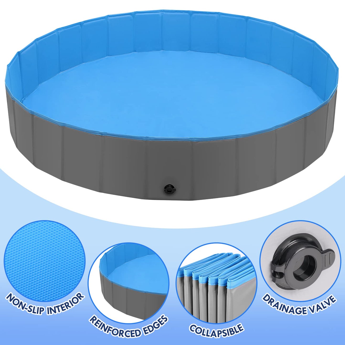 Hard Plastic Foldable Outside Kids Swimming Pool 80"