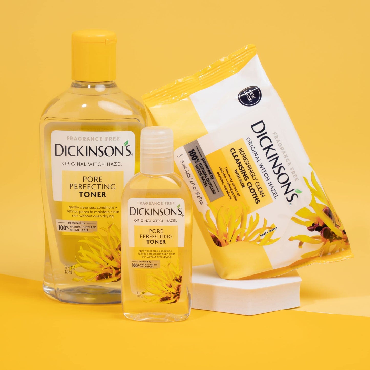 Dickinson's Original Witch Hazel Refreshingly Clean Cleansing Cloths with Aloe, 4 Pack, 25 Cloths per Pack