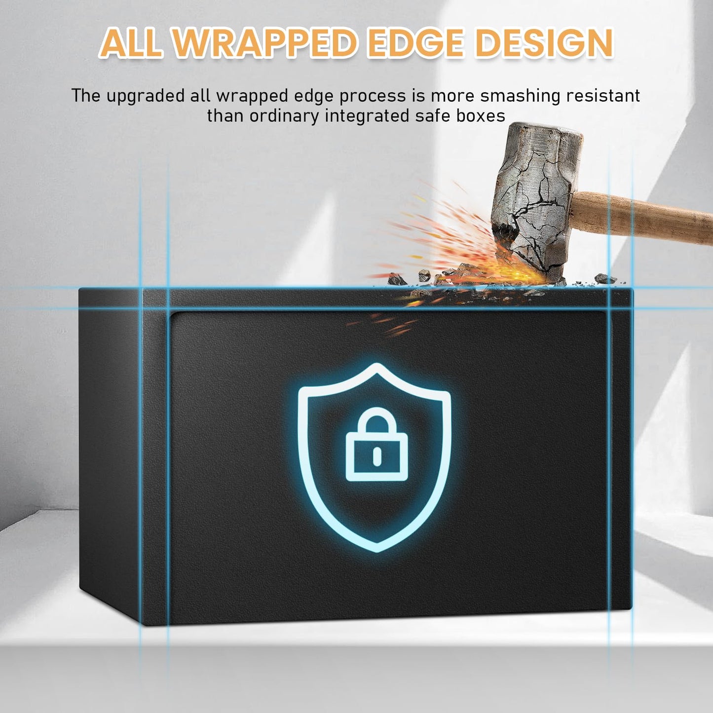 Karbeen 0.5 Cub Fireproof Safe Box, Small Safe with Digital Keypad, Mute Function and Anti-Theft Locking System, All Wrapped Edge Design Home Safe for Money Jewelry Document Valuable