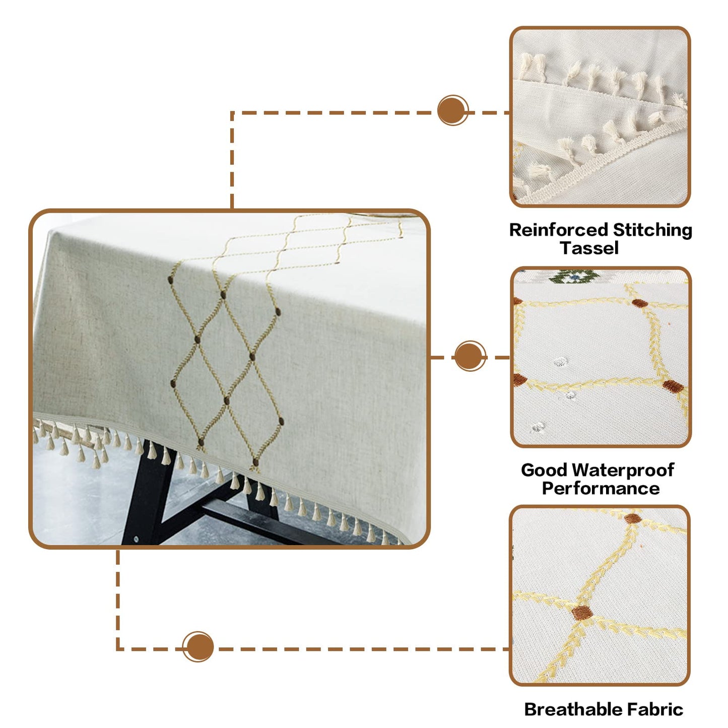 IVAPUPU Rectangle Table Cloth Linen Tablecloth Spillproof Wrinkle Free Kitchen Dinning Tabletop Decoration Table Cover Party Banquet 58''x120'' 10-12 Seats