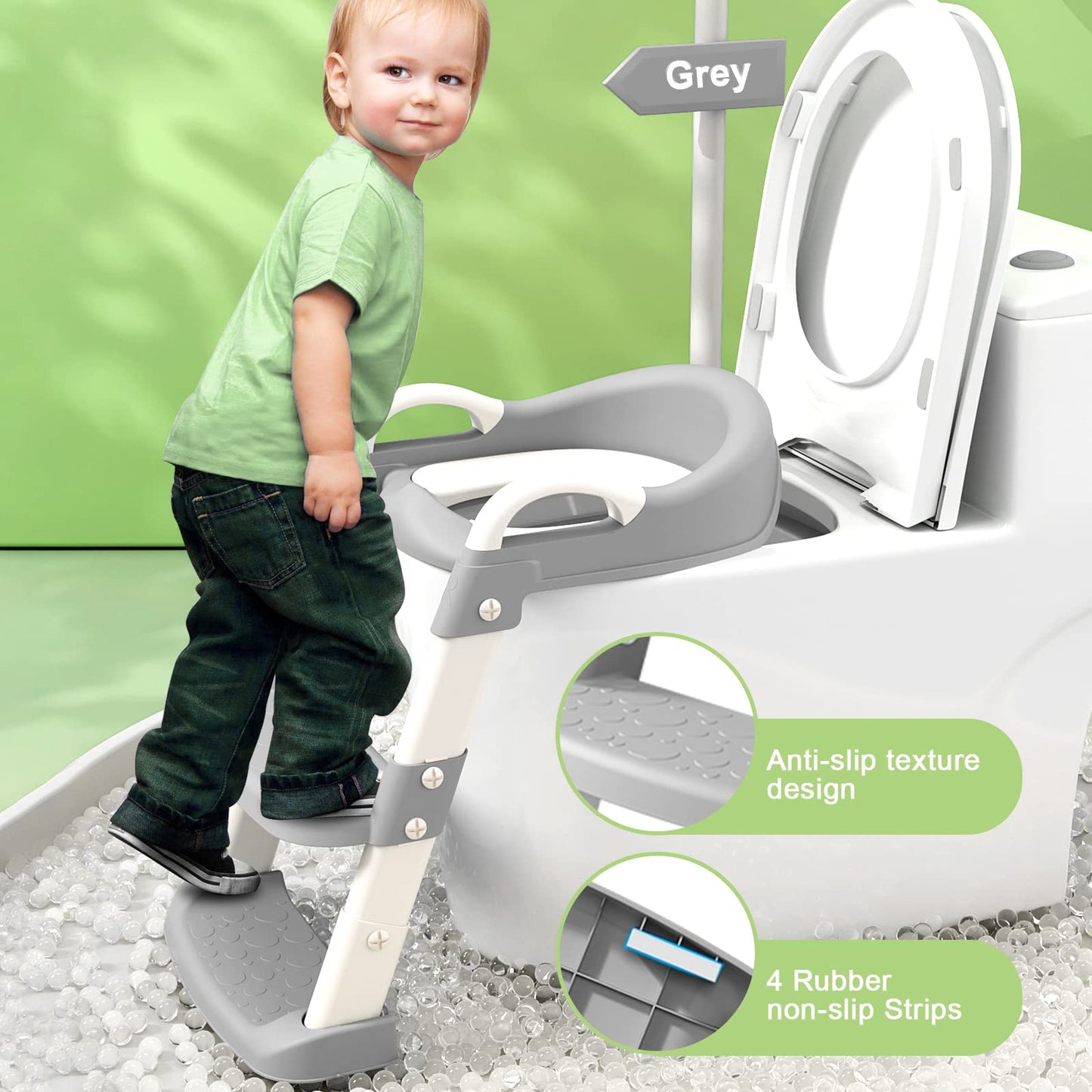 BBfancy Potty Chair, potty training toilet seat with step stool ladder for Kids and Toddler Boys Girls - Kids Potty Training Soft Padded Seat(Gray)