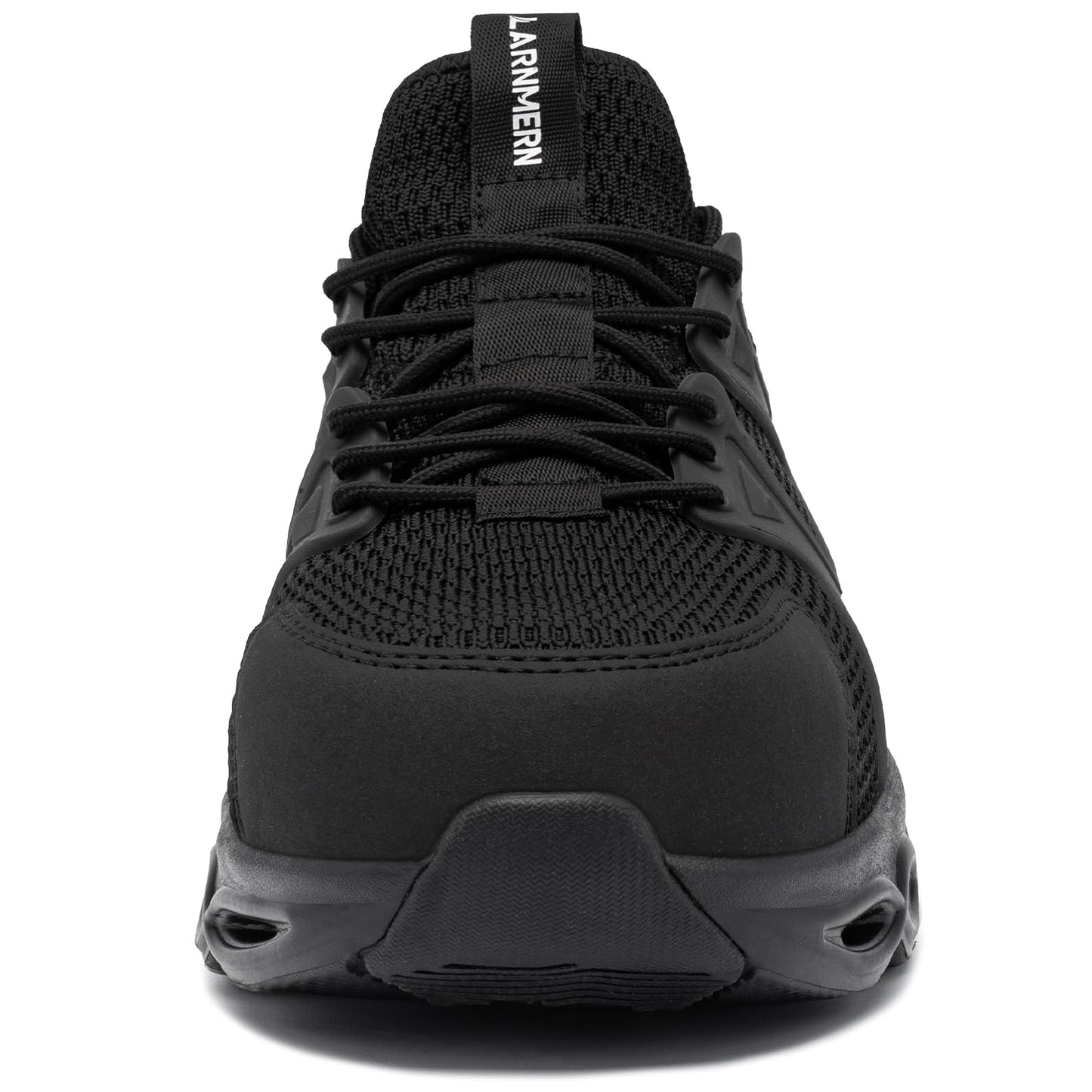LARNMERN Steel Toe Shoes for Men Lightweight Safety Toe Shoes Comfortable Work Sneakers Indestructible Composite Toe Black White