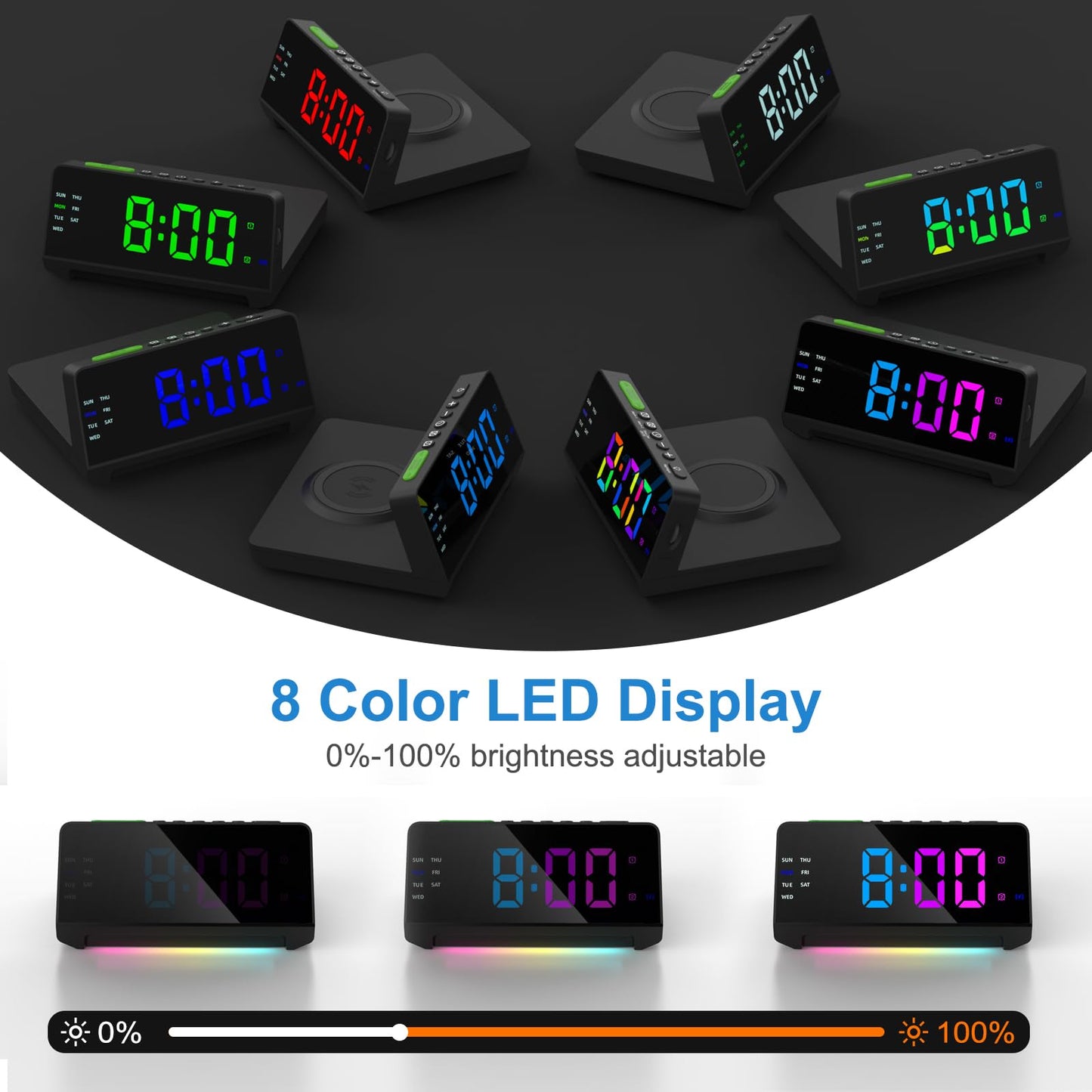 Night Light Alarm Clock With Wireless Charging Station