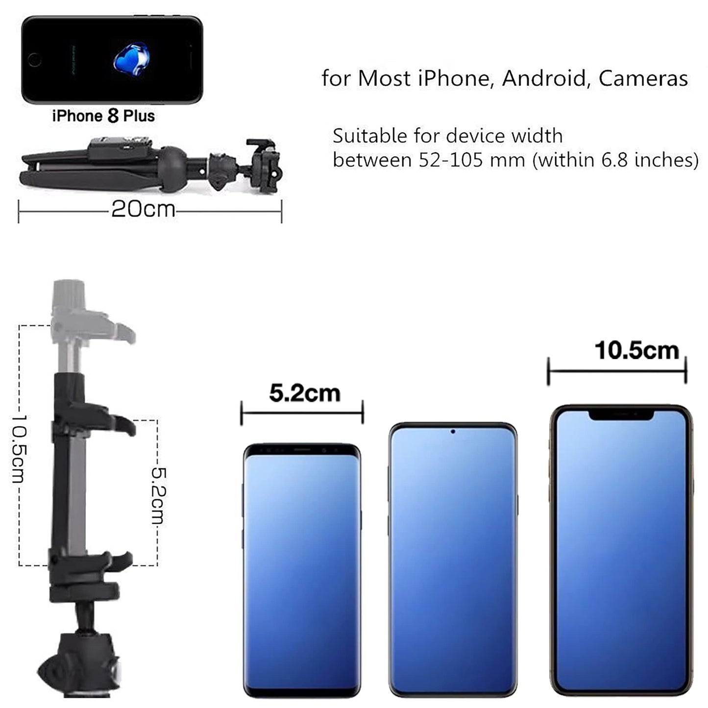 bluehorn Selfie Stick Portable 40 Inch Aluminum Alloy Selfie Stick Phone Tripod with Wireless Remote Shutter Compatible with All Cell Phones for Selfie/Video Recording/Photo/Live Stream/Vlog