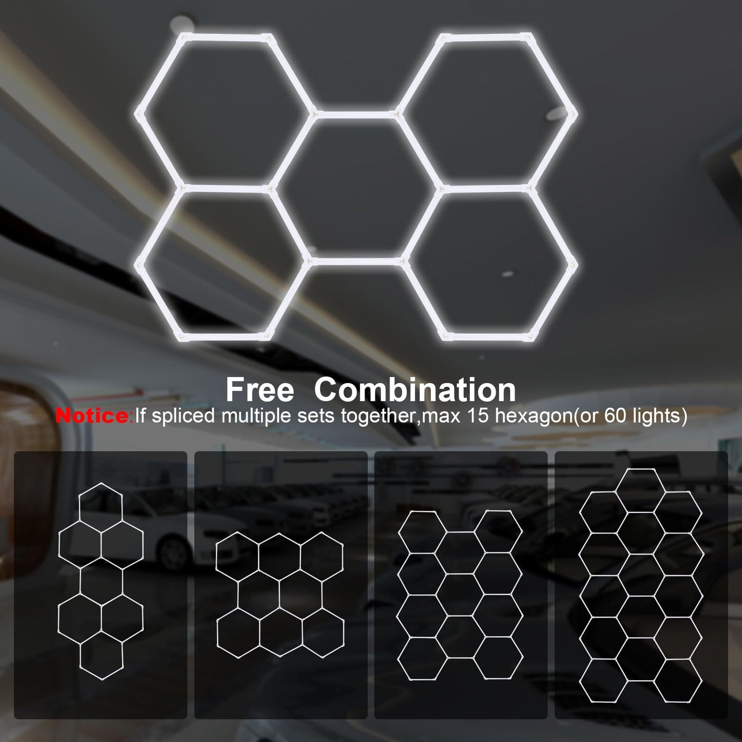 MODERN Hexagon Garage Lights,25 Pack 216W 25920LM High Brightness Hexagon Garage LED Lights for Garage, Shopping Mall, Workshop and Car Detailing Shop etc.