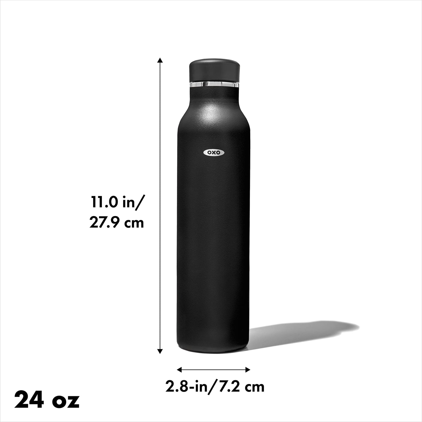 OXO Strive 24oz Insulated Water Bottle with Standard Lid - Onyx