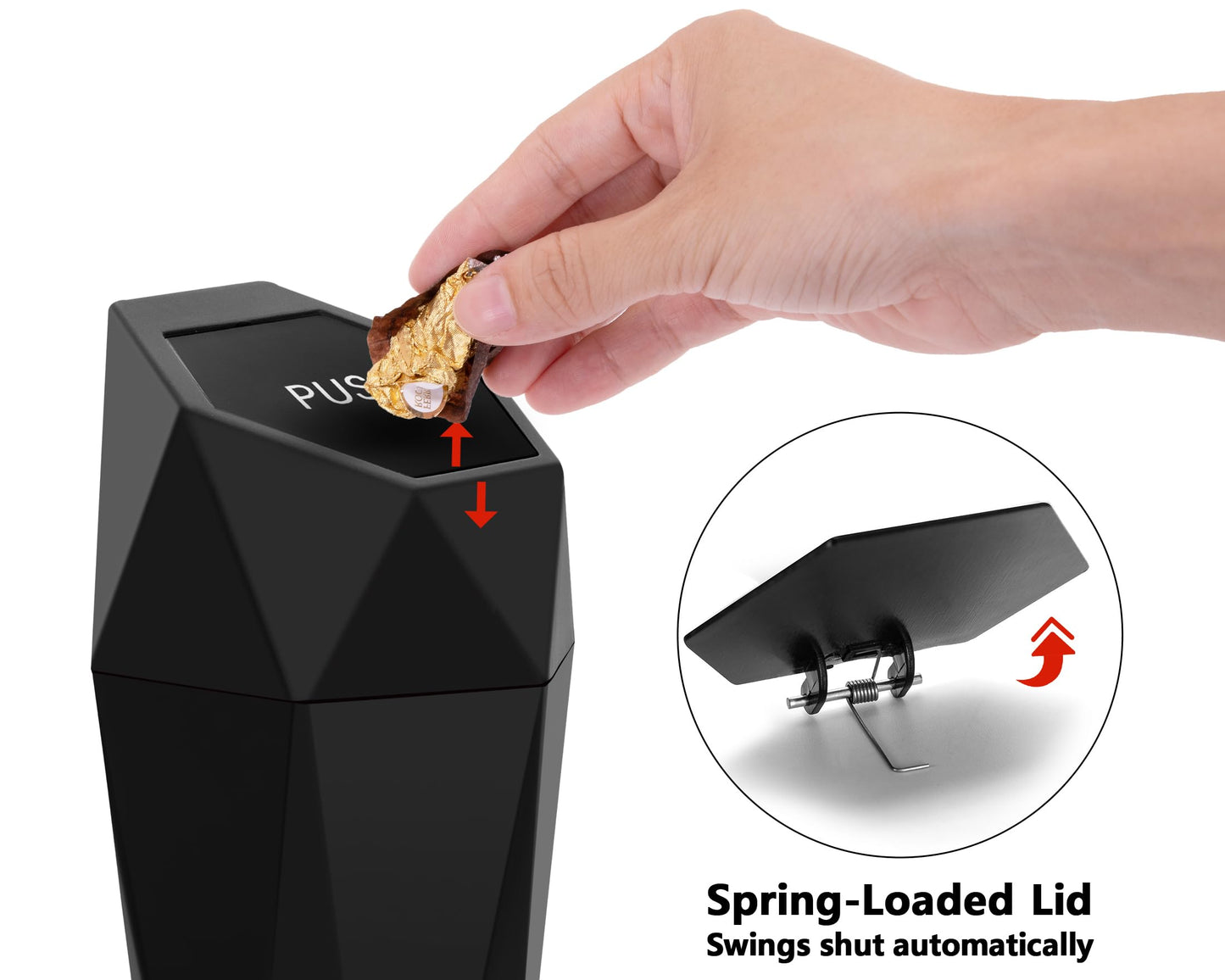 Update: DEAD! Ginsco Car Cup Holder Trash Can, Leakproof Mini Trash with Lid and 90 Bags, 2 Pack for Car and Home with 2 ABS Hooks, Black