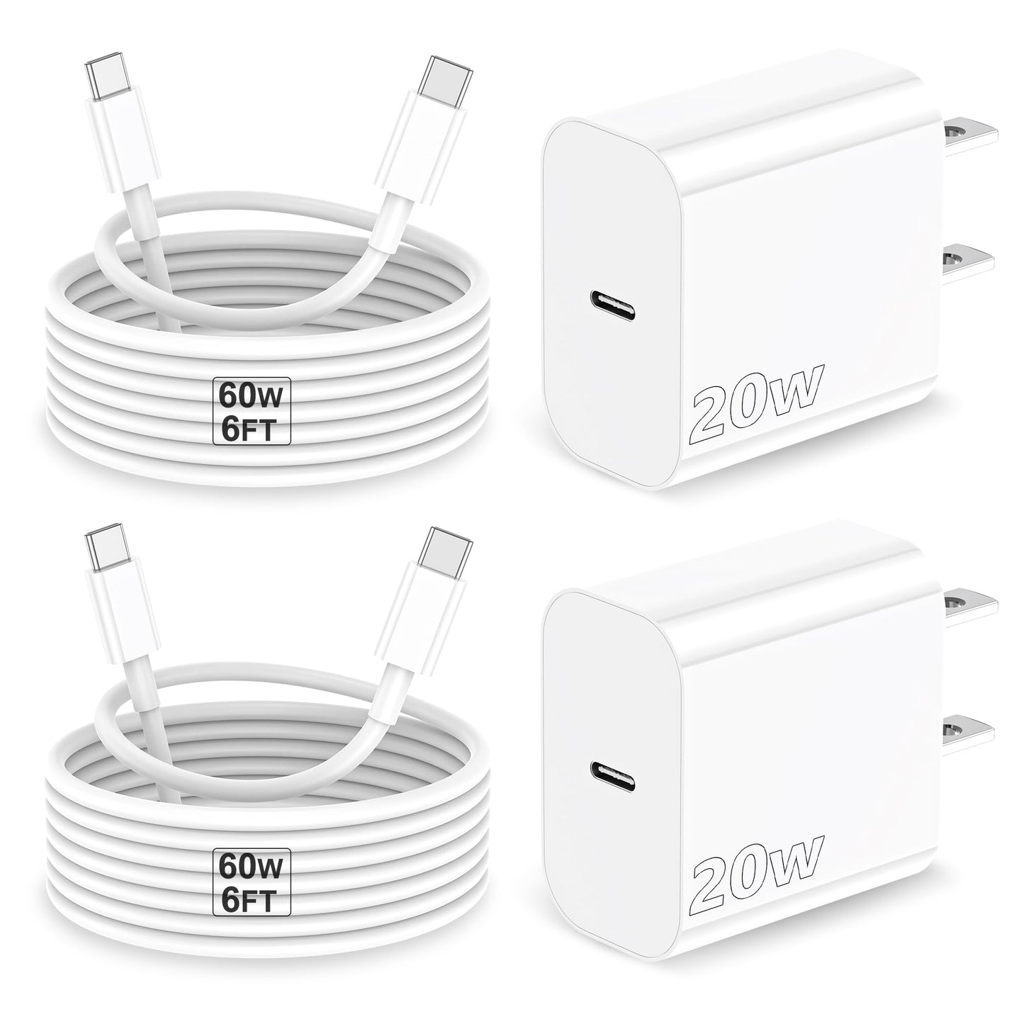iPhone 15 Charger, Fast iPad Charger 2Pack 20W USB C Charger Block with USB C to USBC Cable 6FT for iPhone 15/15 Plus/15 Pro/15 Pro Max, iPad 10th, iPad 11/12.9 inch, iPad Air 4/5th, iPad Mini 6