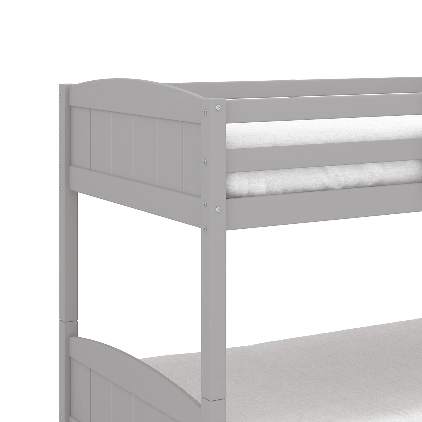 Hillsdale Alexis Contemporary Wood Arch Twin Over Twin Floor Bunk Bed with Slats, Gray