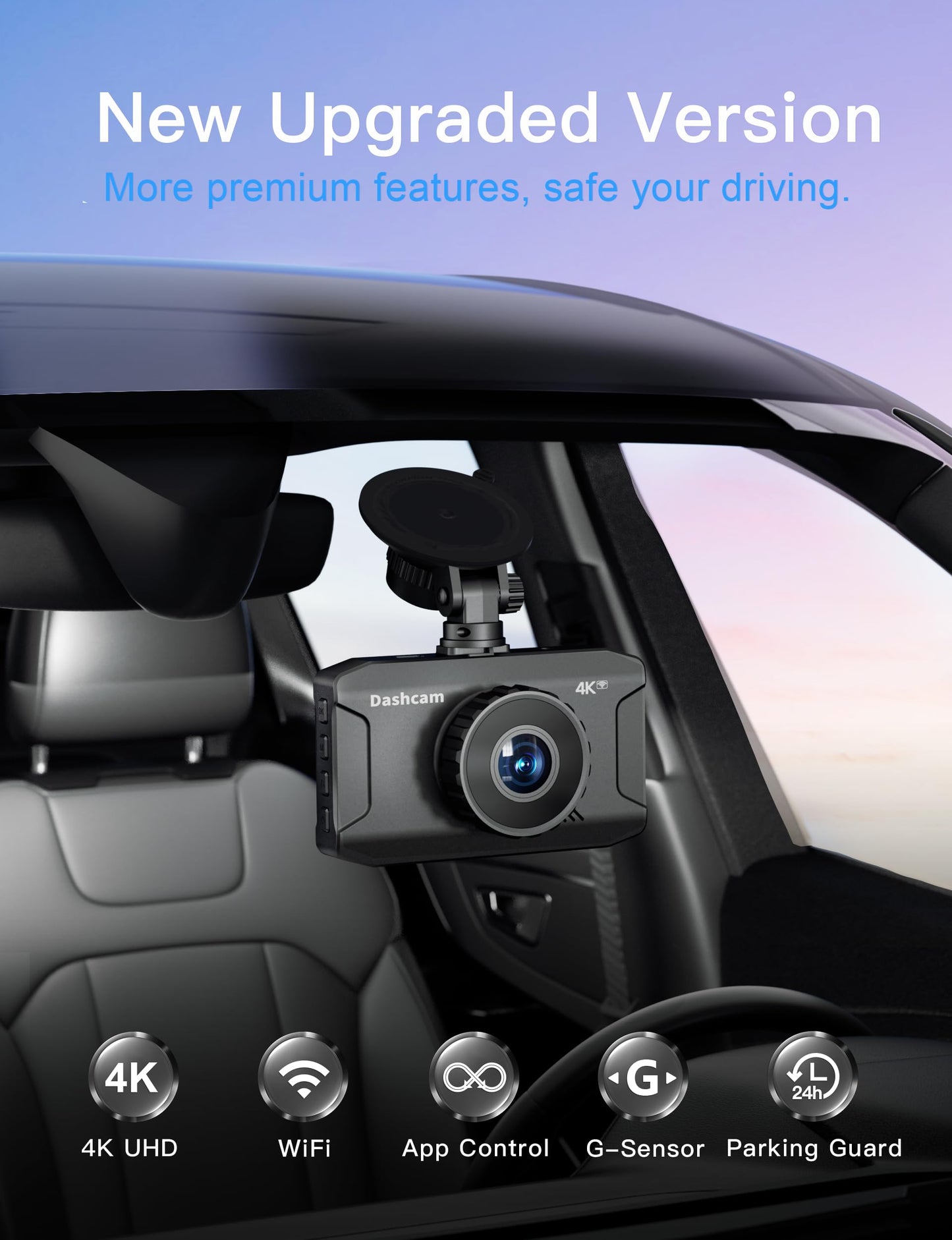 4K Dash Cam Front Built-in WiFi, WANLIPO Dash Camera for Cars with 3" IPS Screen, Car Camera with 64GB SD Card, 2160P Dashcam for Cars with App Control, G-Sensor, Loop Recording,24H Parking Monitor