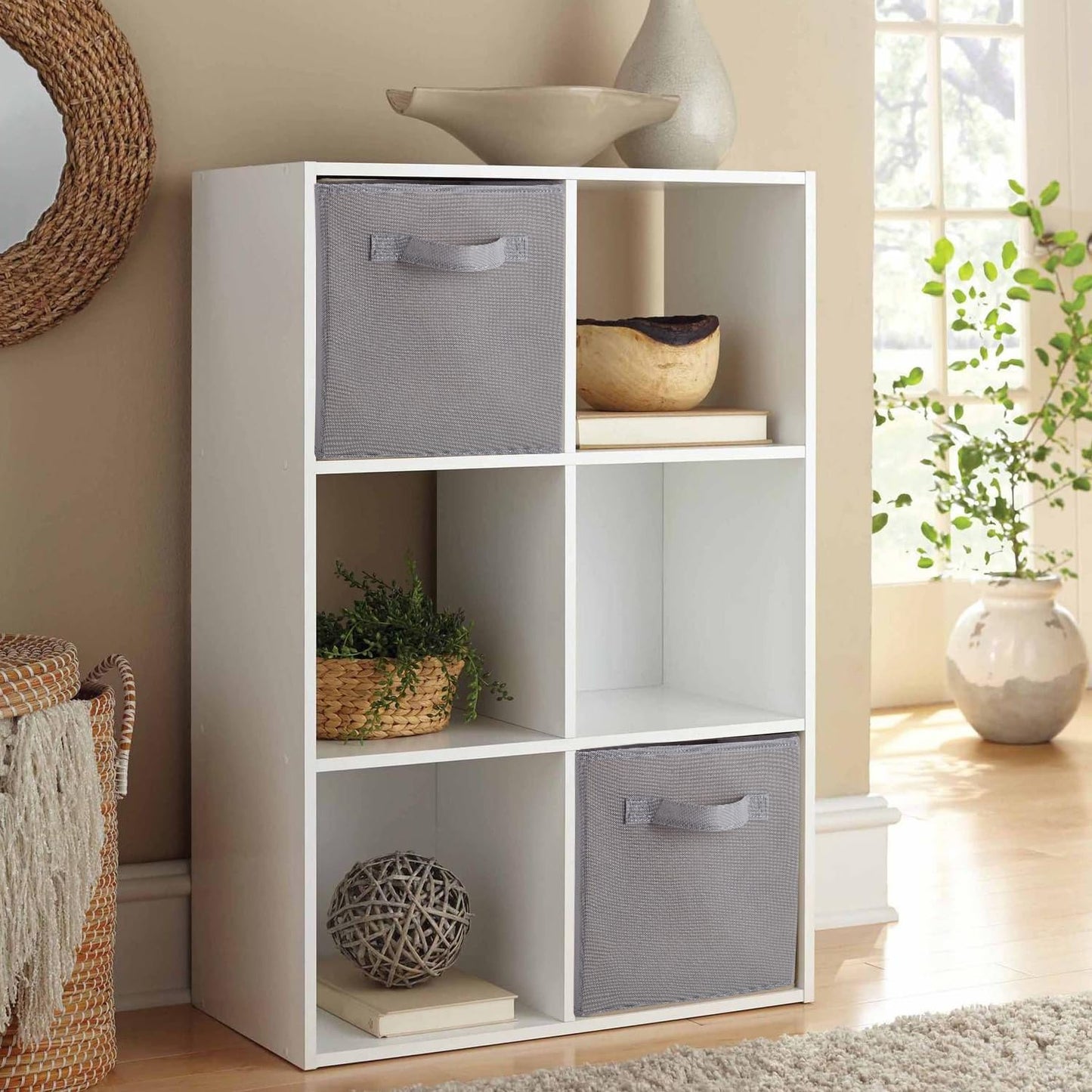 Housen Solutions Storage Cubes Organizer, 11 Inch Fabric Foldable Basket Bin with Handle, Organization Box for Cubby Shelves Closets Clothes Home Organize Nursery Toys, Pack of 6, Gray