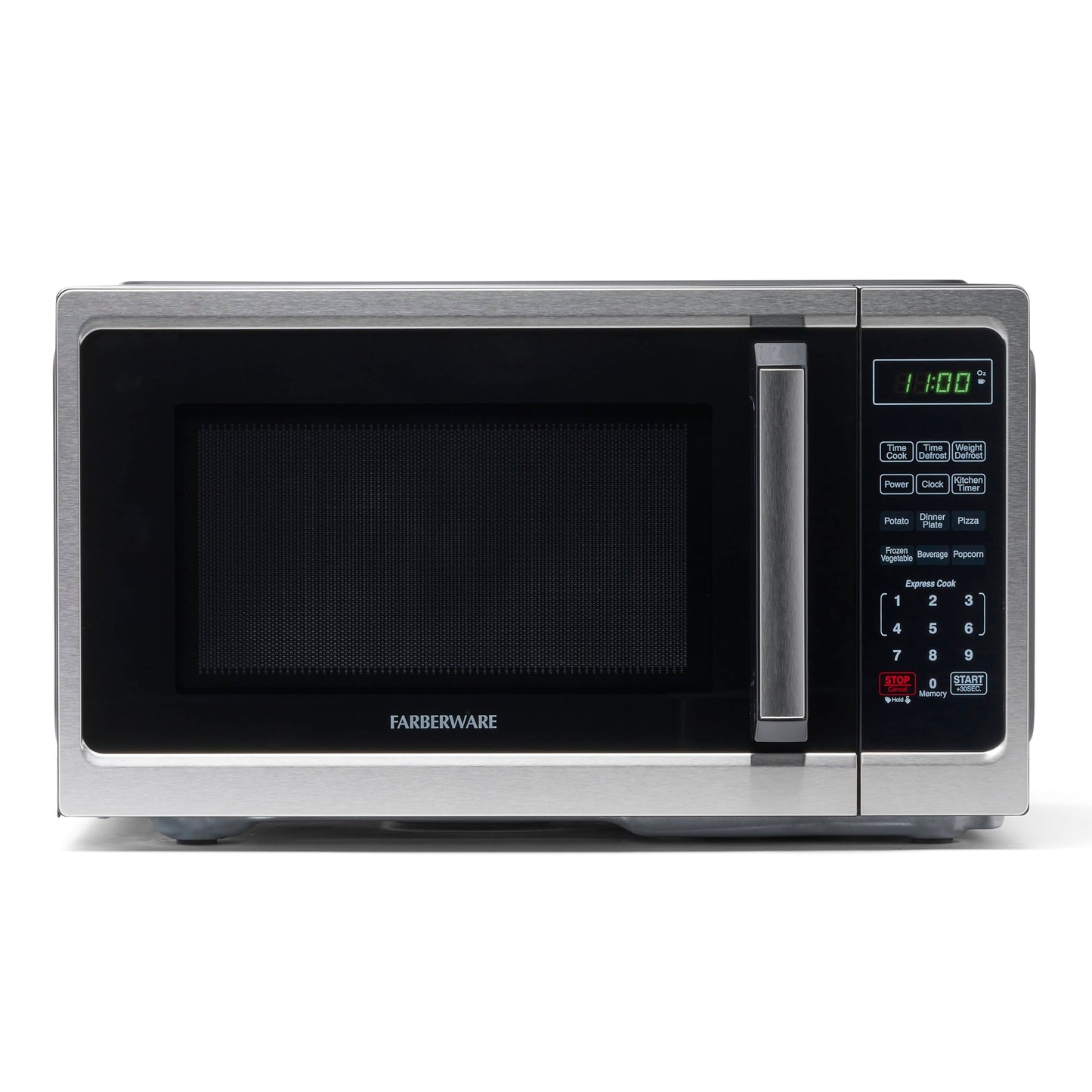 Farberware Countertop Microwave 900 Watts, 0.9 cu ft - Microwave Oven With LED Lighting and Child Lock - Perfect for Apartments and Dorms - Easy Clean Stainless Steel