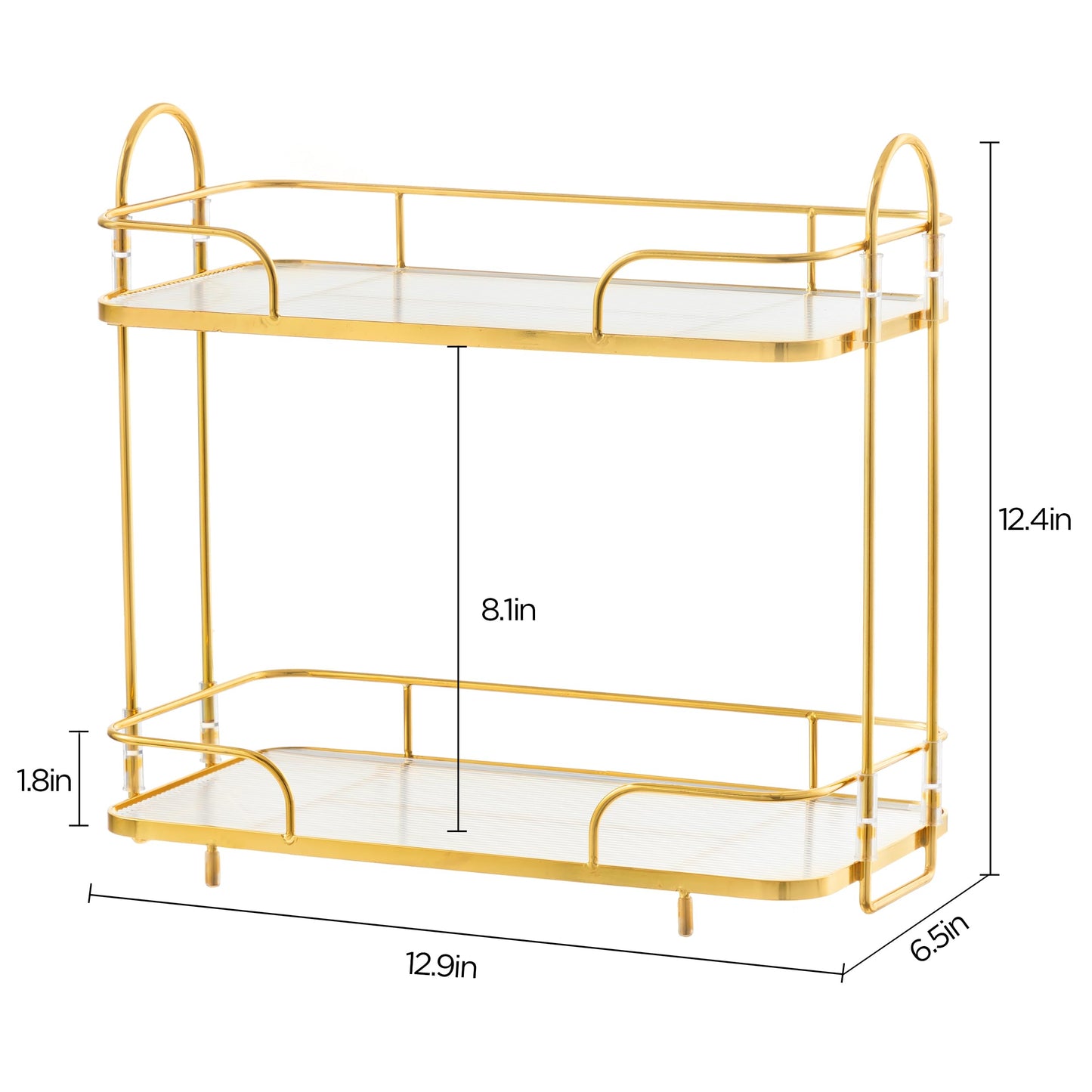 HBlife Bathroom Countertop Organizer 2 Tier Makeup Organizer Luxury Perfume Tray Skincare Storage Cosmetic Organizer Bathroom Counter Shelf for Bathroom, Gold