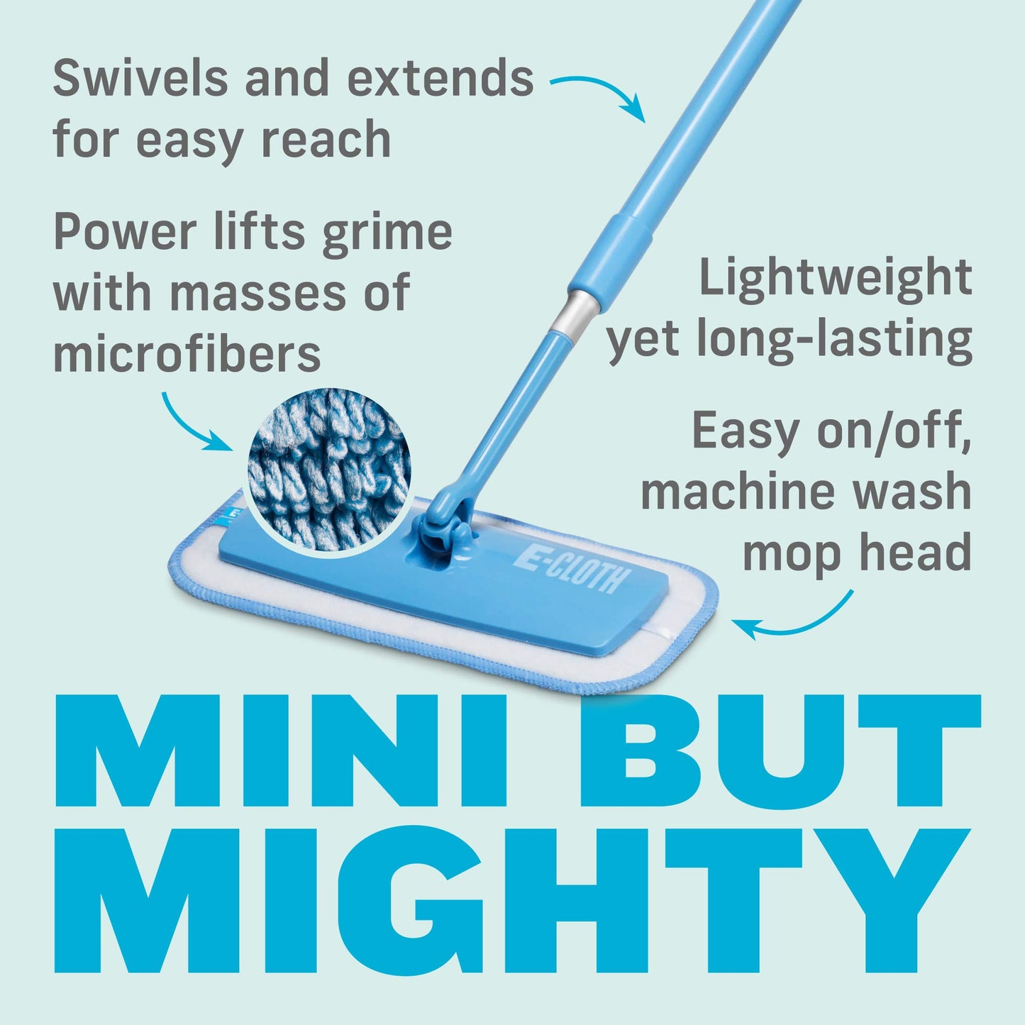 E-Cloth Mini Deep Clean Mop, Premium Microfiber Mops for Floor Cleaning, Great for Hardwood, Laminate, Tile and Stone Flooring, Washable and Reusable, 100 Wash Guarantee, 1 Pack