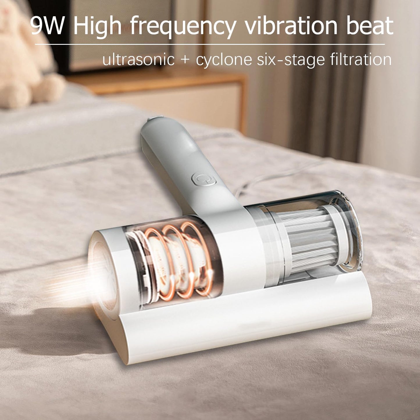Bed Vacuum Cleaner, 12KPa Handheld UV Deep Mattress Vacuum Cleaner with HEPA Filter, Effectively Clean Up for Pillows, Sheets, Mattresses, Sofas, Plush Toys and Other Fabric Surfaces A1262