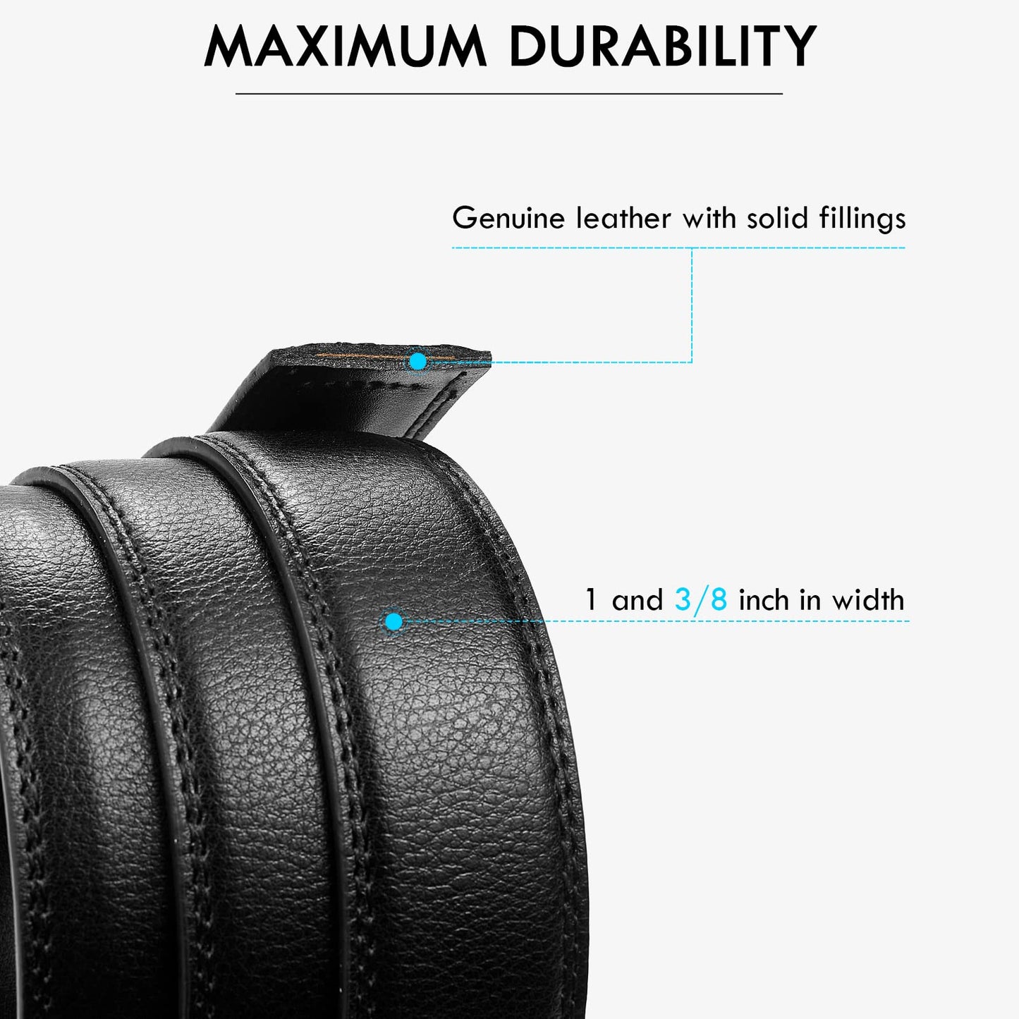 BOSTANTEN Belt for Men Leather Ratchet Dress Belt with Automatic Sliding Buckle 1 3/8", Trim to Fit