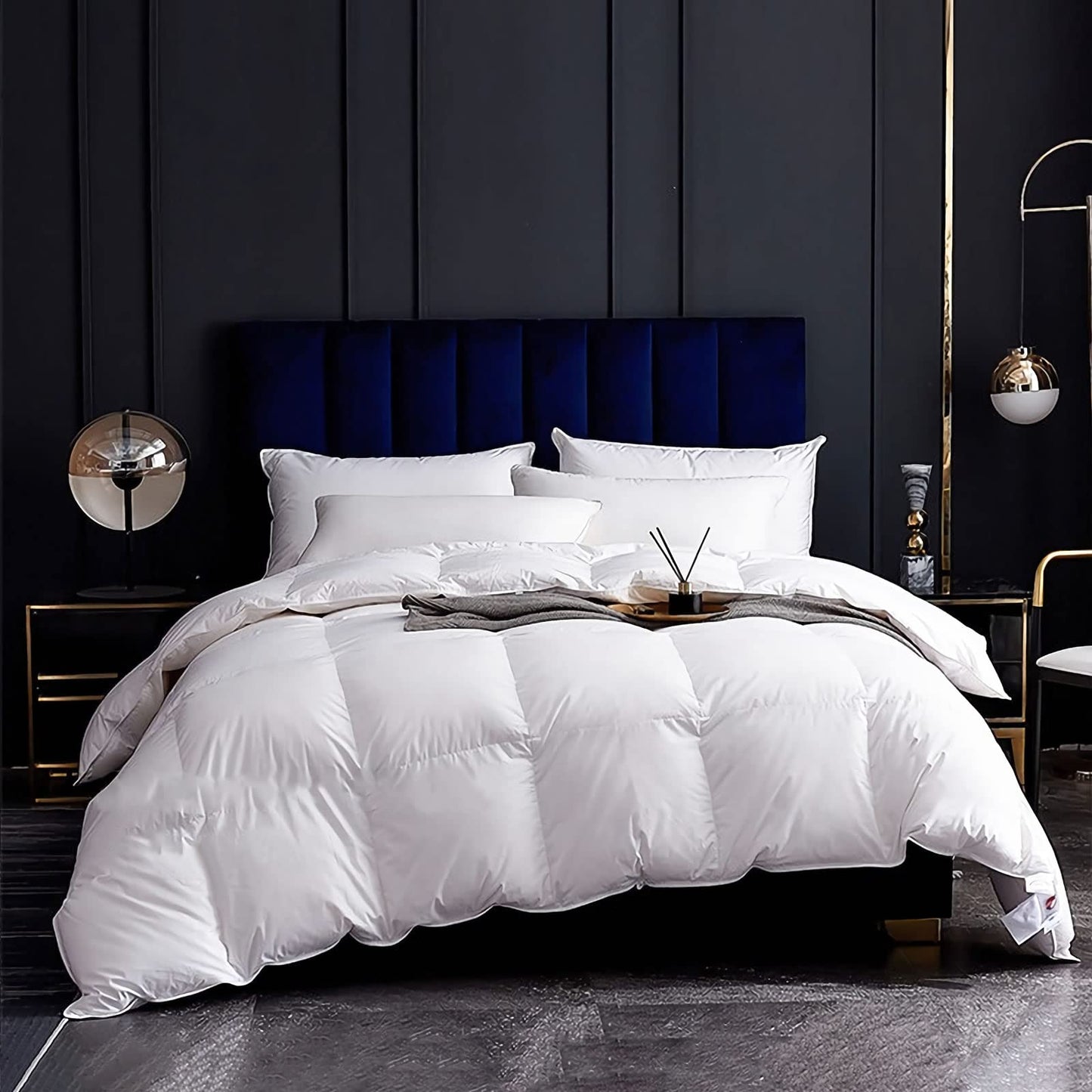 Lightweight Feather Down Comforter Twin Size, Cooling All Seasons Duvet Insert for Warm Weather/Hot Sleepers, 100% Egyptian Cotton, 750 Fill Power Thin Feathers Down Blend Comforter, Ivory, 68x90
