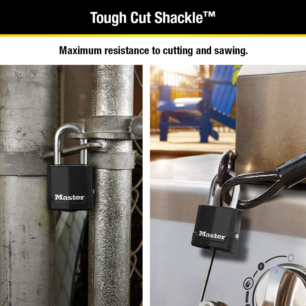 Master Lock Magnum Heavy Duty Outdoor Padlock with Key, 2 Pack Keyed-Alike, Covered