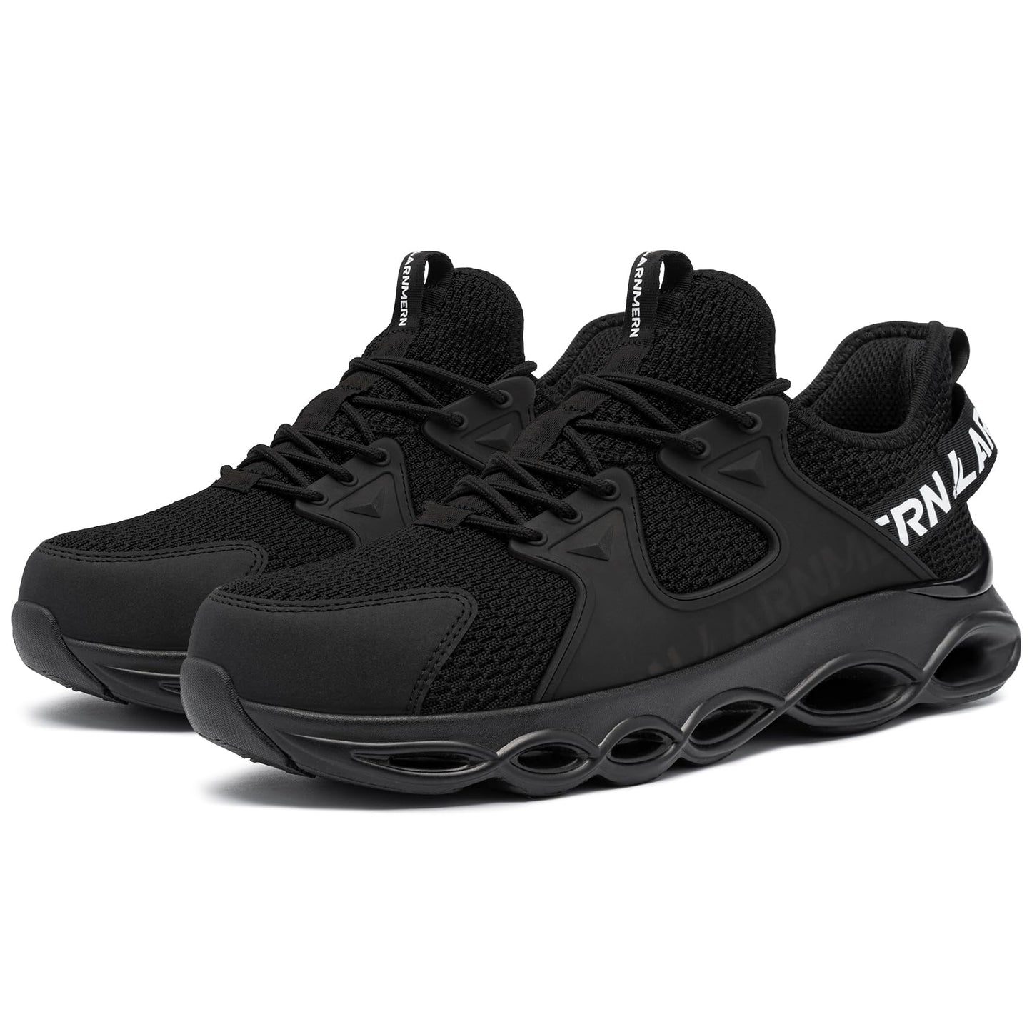 LARNMERN Steel Toe Shoes for Men Lightweight Safety Toe Shoes Comfortable Work Sneakers Indestructible Composite Toe Black White