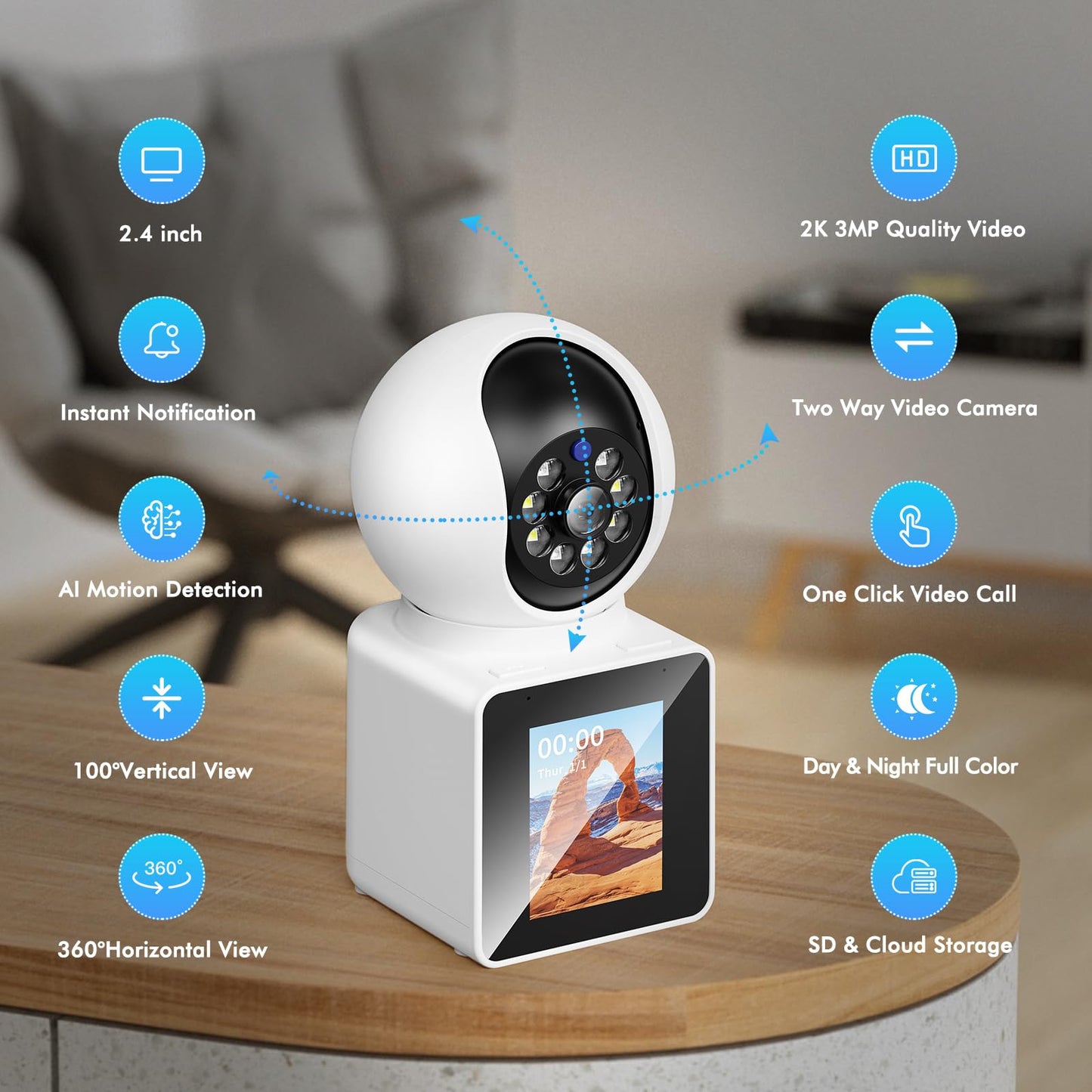 UPDATE: DEAD! NAZRIO 2K Indoor Home Camera, WiFi Two-Way Video Cameras for Baby/Elder/Kid Care/w Phone App, Security/Nanny/Pet Cam, Motion Detection, Smart Siren, 24/7, Pan-Tilt, Night Vision, Cloud & SD Storage