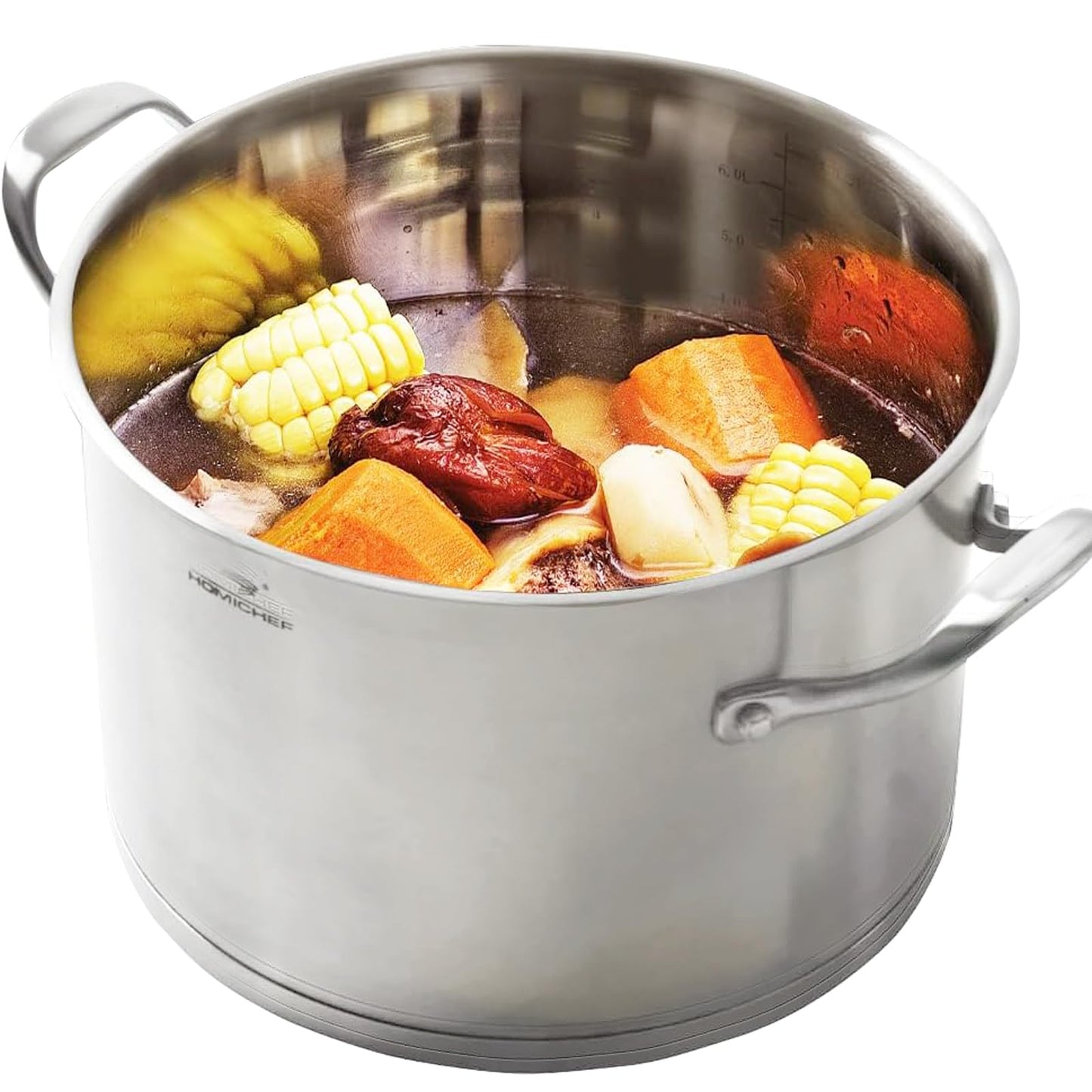 HOMI CHEF LARGE HEAVY ECOLOGICAL NICKEL FREE Stainless Steel Stock Pot 8qt w/Lid (No Toxic Non Stick Coating, 5.1LBS) - Induction Pot 8 Quart Cooking Pot Stew Pot 4 Soup Pot Dutch Oven Pot Casserole