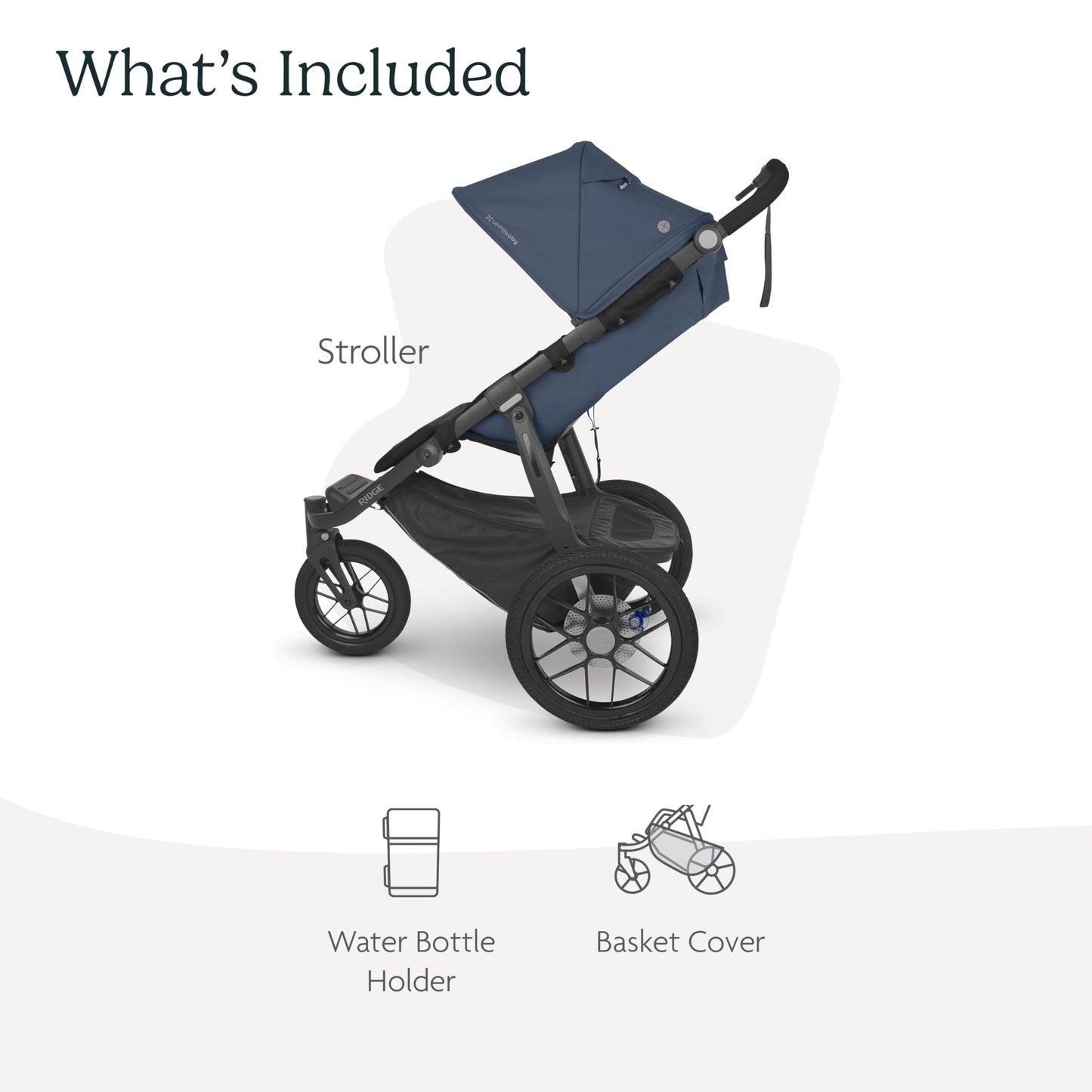 UPPAbaby Ridge Jogging Stroller/Durable Performance Jogger with Never-Flat Tires/Built for Walking, Running, Hiking/Water Bottle Holder and Basket Cover Included/Reggie (Slate/Carbon Frame)