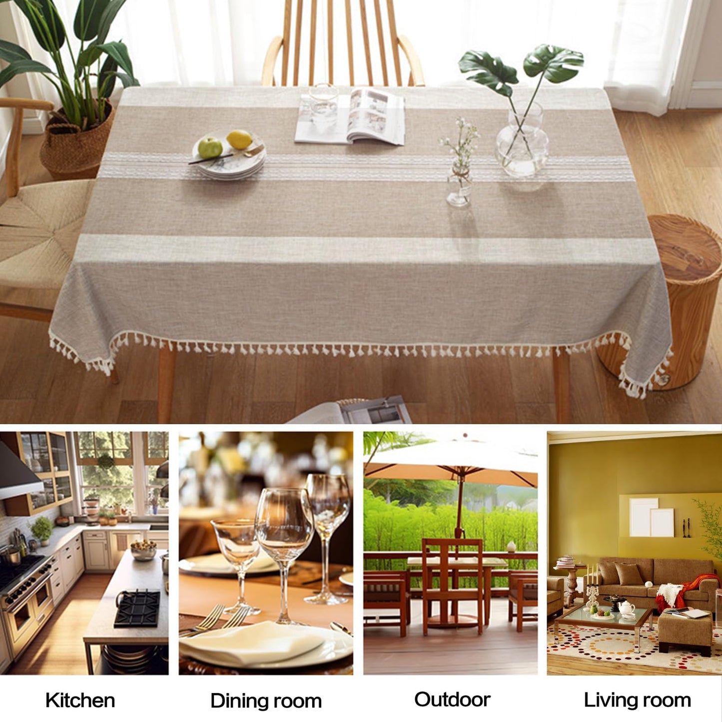 IVAPUPU Rectangle Table Cloth Linen Tablecloth Spillproof Wrinkle Free Kitchen Dinning Tabletop Decoration Table Cover Party Banquet 58''x120'' 10-12 Seats