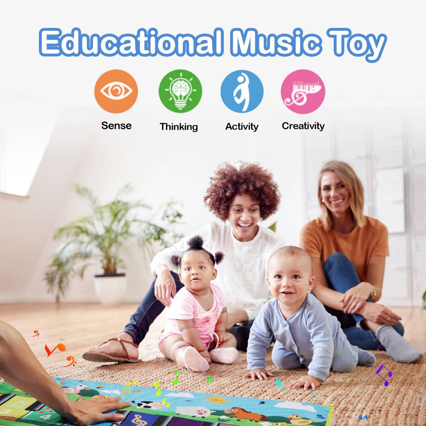 FOKI Floor Piano Mat for Toddlers, Baby Kid Sensory Educational Dancing Keyboard Carpet Animal Sounds Blanket Touch Playmat Musical Mats Birthday Toddler Toys for 1 2 3 4 5 Year Old Boy Girl Gifts