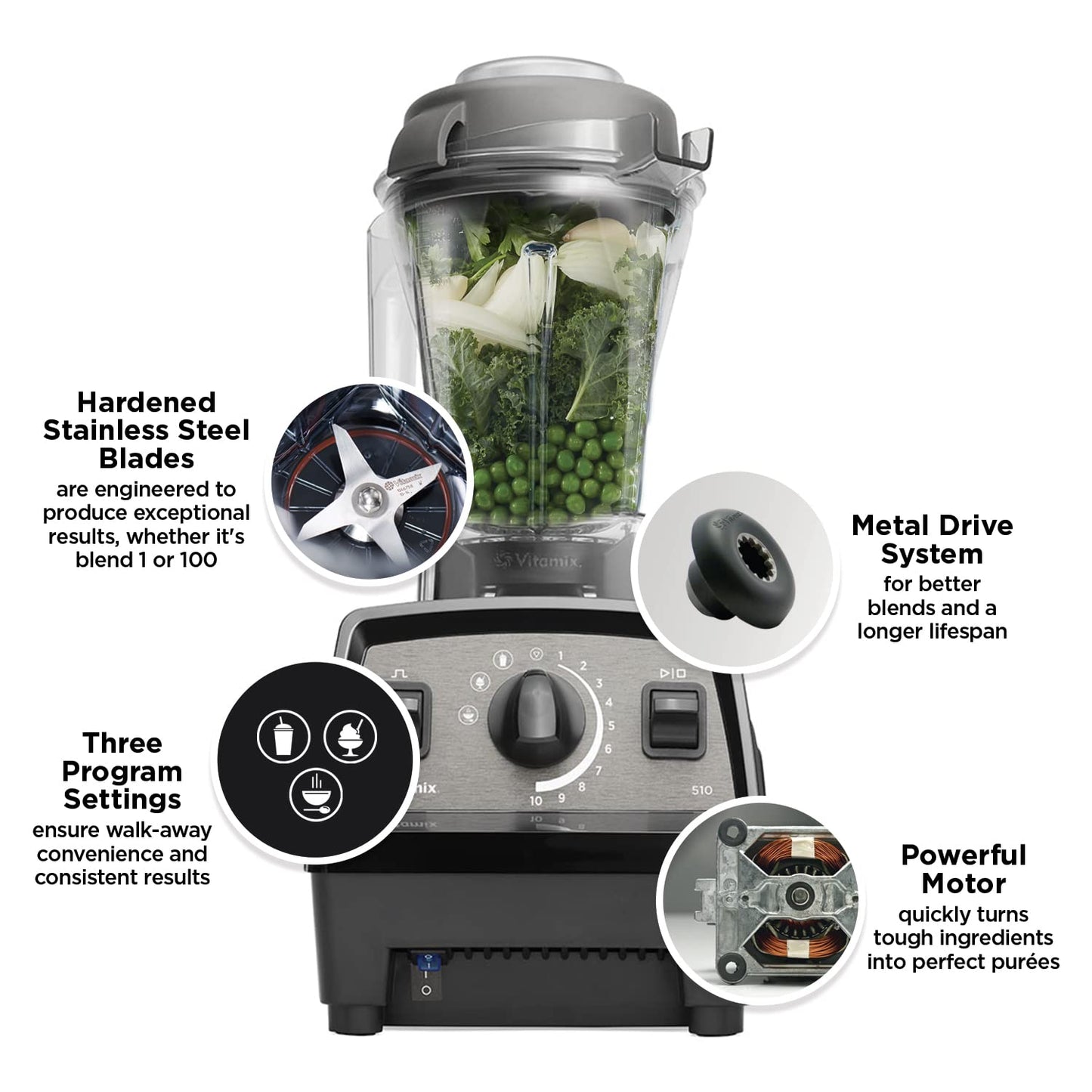 Vitamix Propel 510 Propel Blender with Pre-set Blending Programs, Professional-Grade, 48-oz Capacity, Black