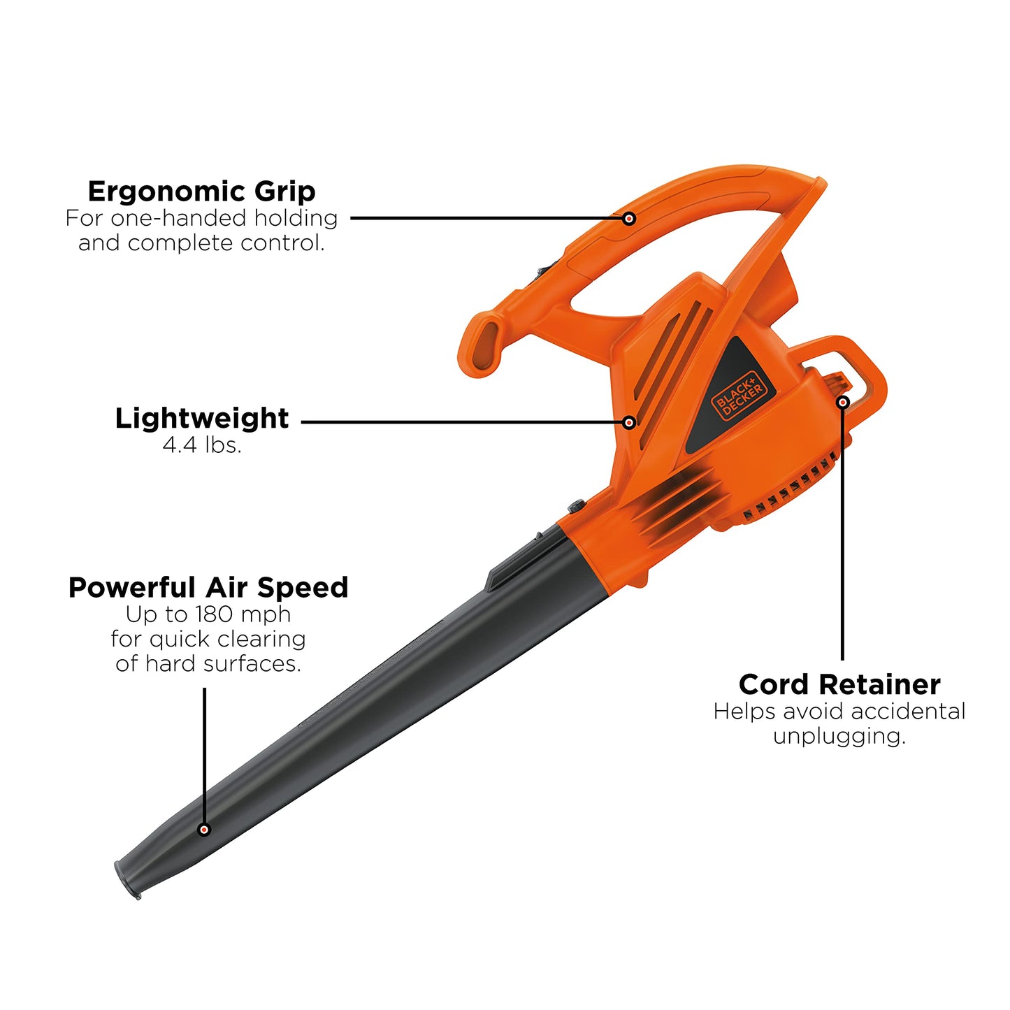 BLACK+DECKER Electric Leaf Blower, 7-Amp (LB700),Pack of 1