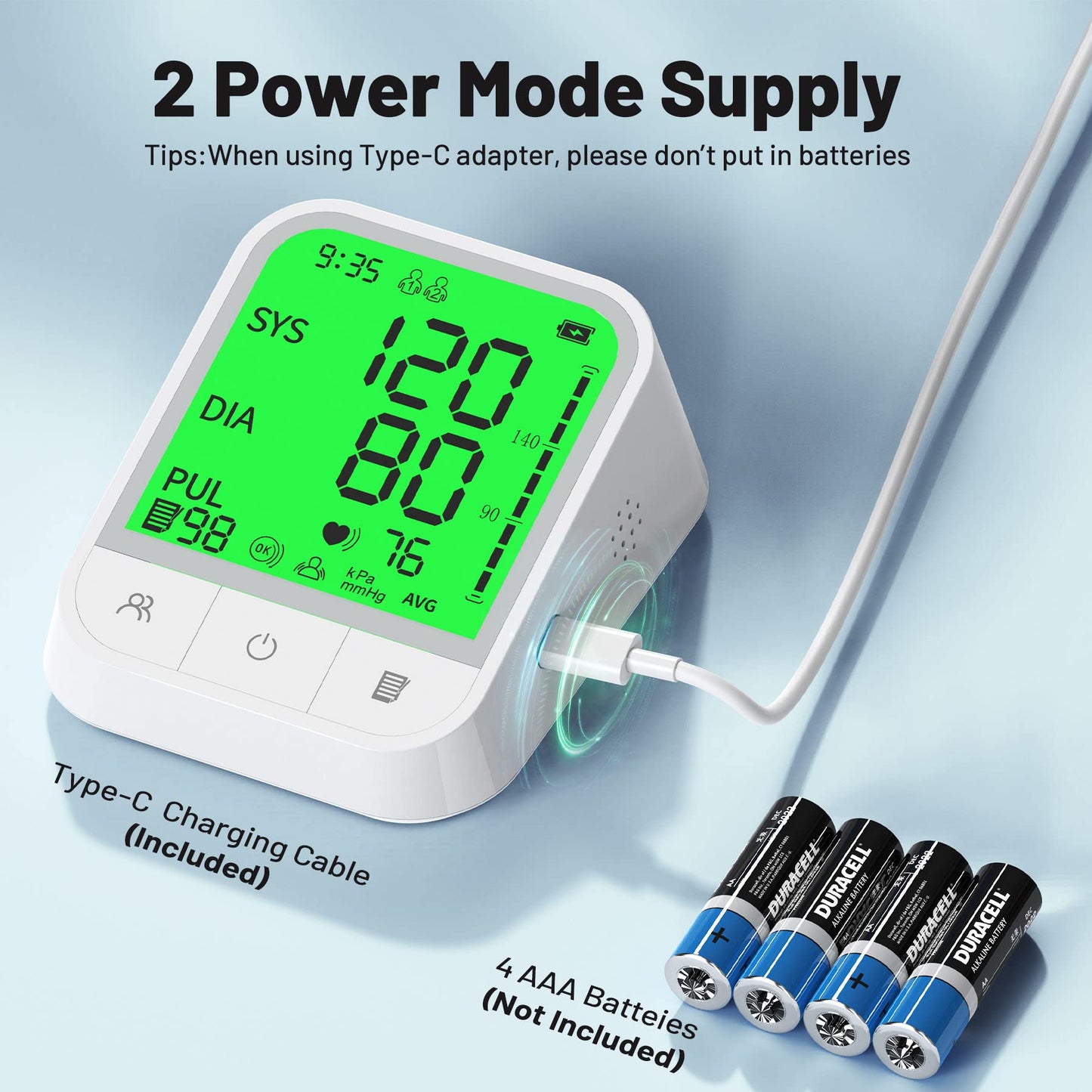 Blood Pressure Monitor Upper Arm Adjustable Cuff Home Automatic Digital Blood Pressure Machine LCD Large Screen Display Bp Monitor Dual Users Mode with Portable Storage Bag