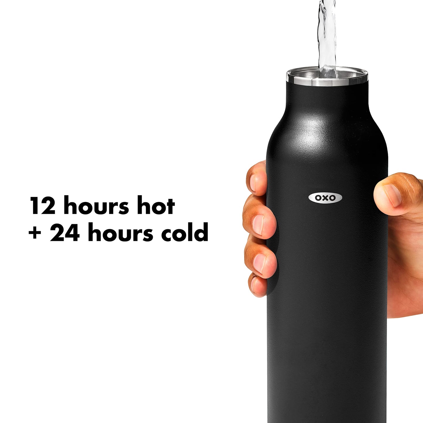 OXO Strive 24oz Insulated Water Bottle with Standard Lid - Onyx