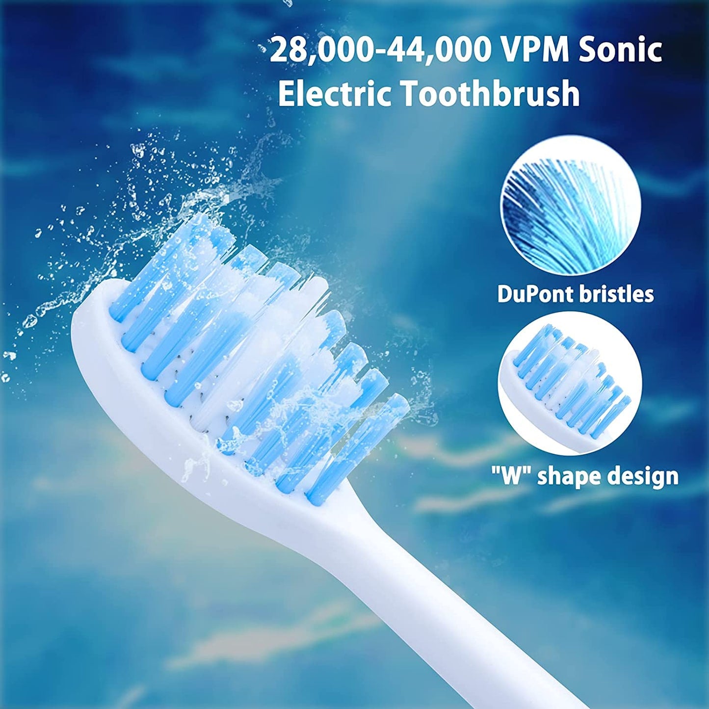 MOCEMTRY Sonic Electric Toothbrush Rechargeable toothbrushes for Adult with 4 Duponts Brush Heads, 4 Cleaning Mode Waterproof Electric Tooth