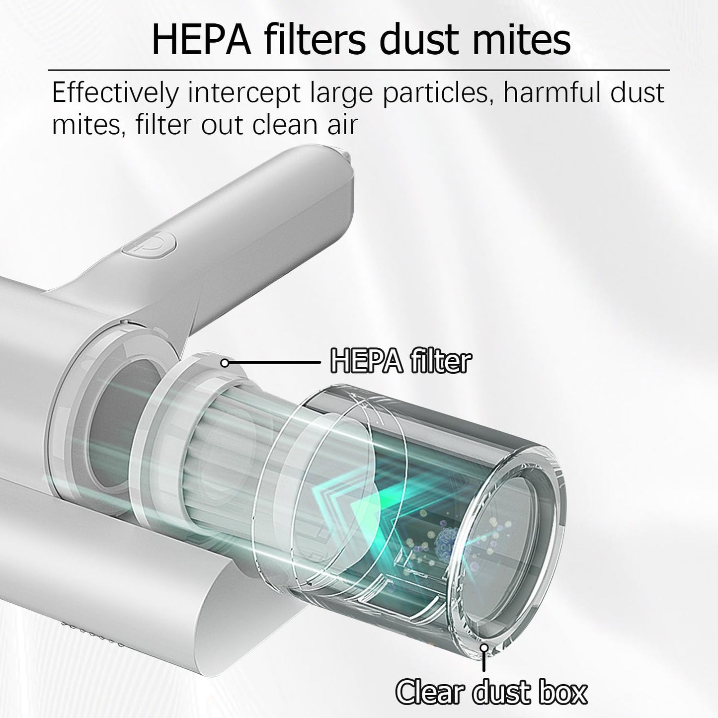 Bed Vacuum Cleaner, 12KPa Handheld UV Deep Mattress Vacuum Cleaner with HEPA Filter, Effectively Clean Up for Pillows, Sheets, Mattresses, Sofas, Plush Toys and Other Fabric Surfaces A1262