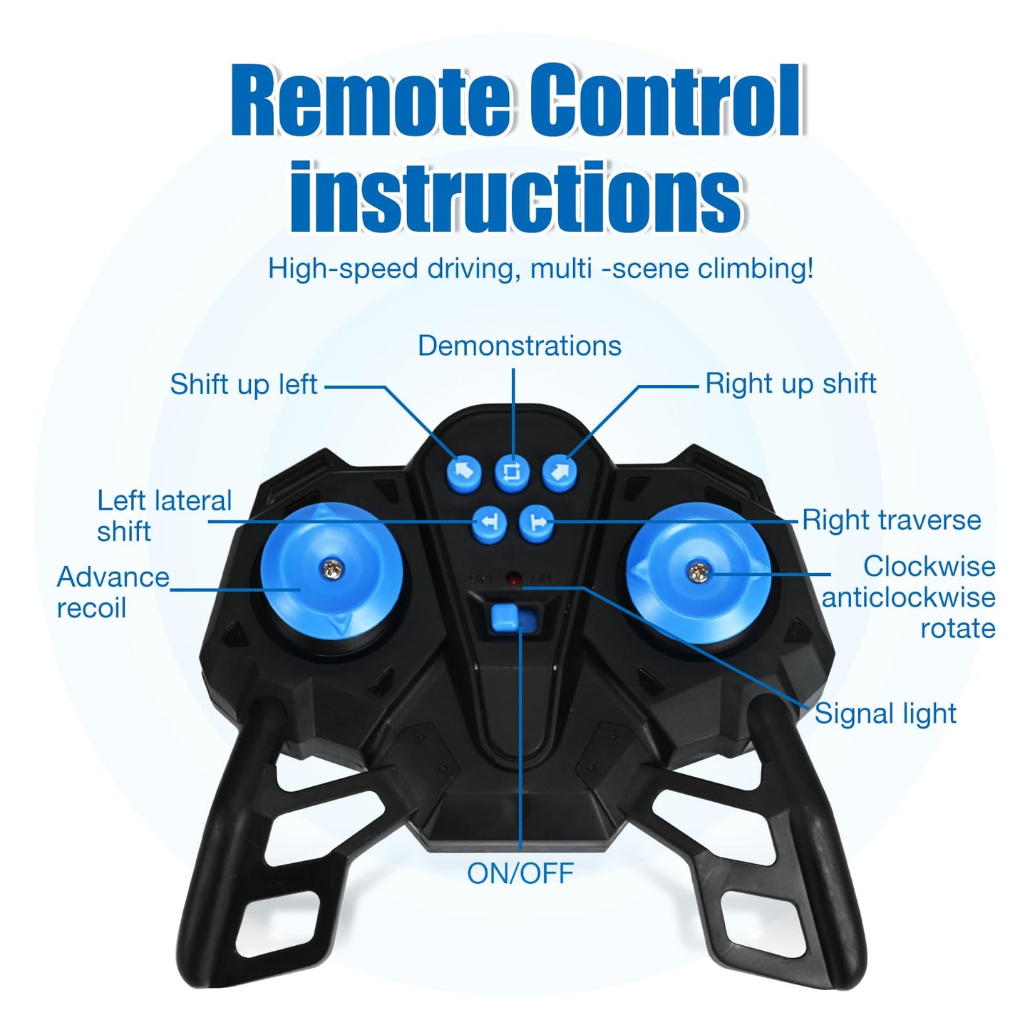 NQD Remote Control Car, RC Cars Stunt Car Toy, 4WD 2.4Ghz Double Sided 360° Rotating RC Car with Cool Light and Music, Kids Xmas Toy Cars for Boys/Girls (Blue)