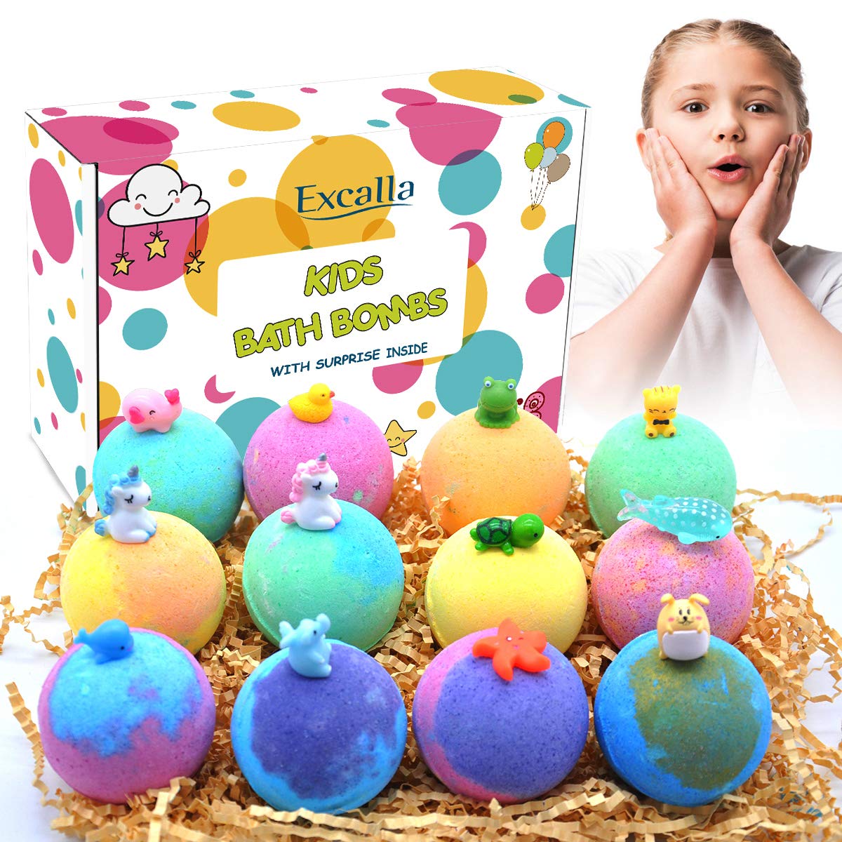 Bath Bombs for Kids with Toys Inside Surprise - 12pack Bubble Bath Fizzies Vegan Essential Oil Spa Bathbombs Fizz Bath Balls Kit for Girls Boys Women Skin Moisturize, Handmade Girl Gift Set, Kid Safe