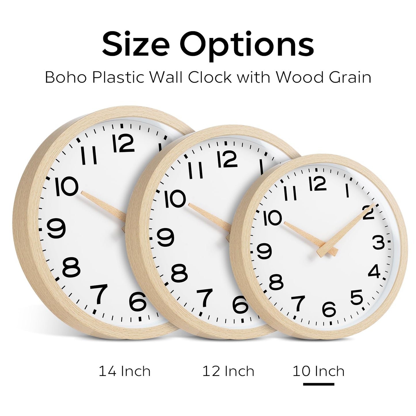 AKCISOT Wall Clock,Boho Kitchen 10 Inch Wall Clocks Battery Operated Non Ticking,Silent Modern Clock Decorative for Bedroom,Office,Bathroom,Living Room,Home (Wood Grain)