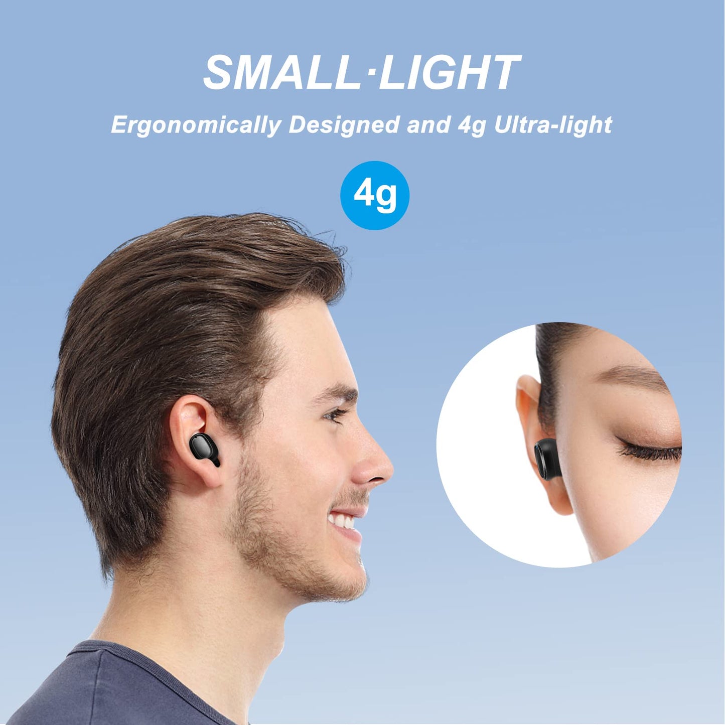 Bluetooth Earbuds in-Ear, Wireless Earphones Touch Control with Mic, Bluetooth Headset Noise Cancelling Headphones, HiFi Stereo, IP67 Waterproof, LED Display Fast Charging Case, Sport/Work Speakers.