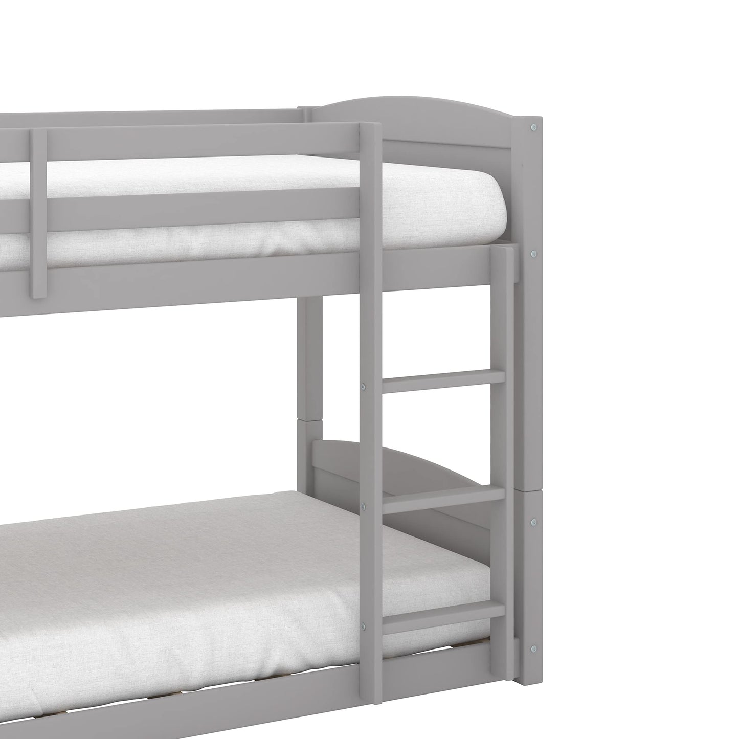 Hillsdale Alexis Contemporary Wood Arch Twin Over Twin Floor Bunk Bed with Slats, Gray