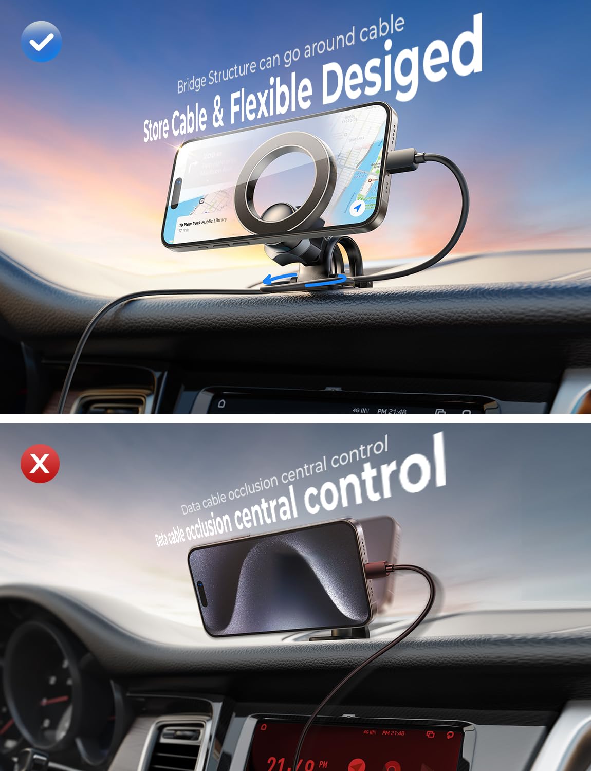 LISEN for MagSafe Car Mount, Magnetic Phone Holder for Car, Hands Free iPhone Car Holder Mount Dash Vent Phone Mount for Car Fit for iPhone 15 14 13 12 Pro Max Plus Mini MagSafe Cases