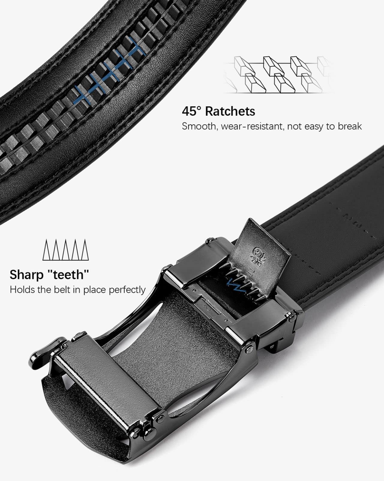 BOSTANTEN Mens Belt Leather Ratchet Dress Belt with Sliding Adjustable Buckle, Trim to Fit