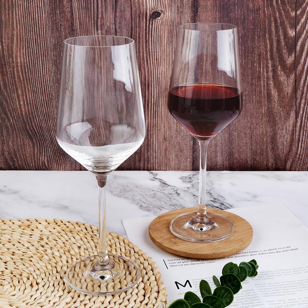 BTGLLAS 380ML 12 Ounce - Set of 2 Classic Hand Blown Crystal Bordeaux Red Wine Glasses Durable Clear White Lead-free Glass Cup With Gift Packaging For Party (Crystal, 2Pcs12OZ)