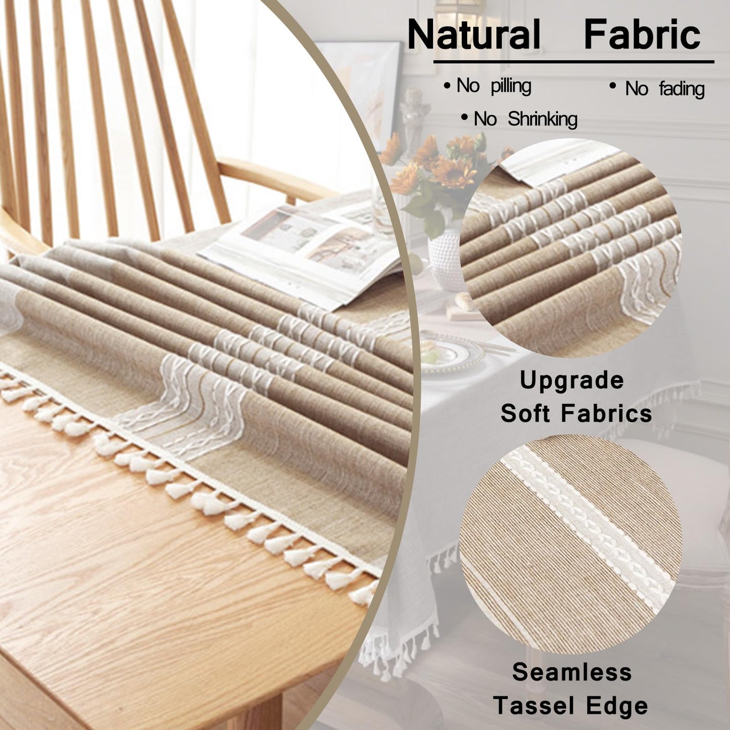 IVAPUPU Rectangle Table Cloth Linen Tablecloth Spillproof Wrinkle Free Kitchen Dinning Tabletop Decoration Table Cover Party Banquet 58''x120'' 10-12 Seats