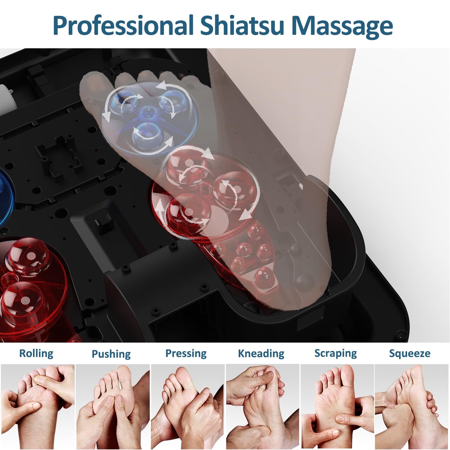 MOUNTRAX Foot Massager Machine with Heat, Gifts for Women Men, Plantar Fasciitis and Relieve Pain, Deep Kneading Shiatsu Massager, Fits Feet Up to Men Size 12 (Gray)