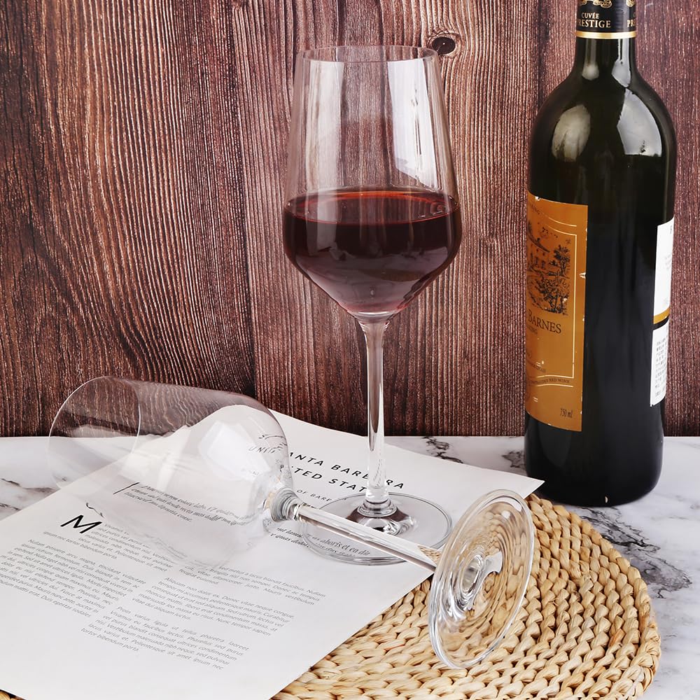 BTGLLAS 380ML 12 Ounce - Set of 2 Classic Hand Blown Crystal Bordeaux Red Wine Glasses Durable Clear White Lead-free Glass Cup With Gift Packaging For Party (Crystal, 2Pcs12OZ)