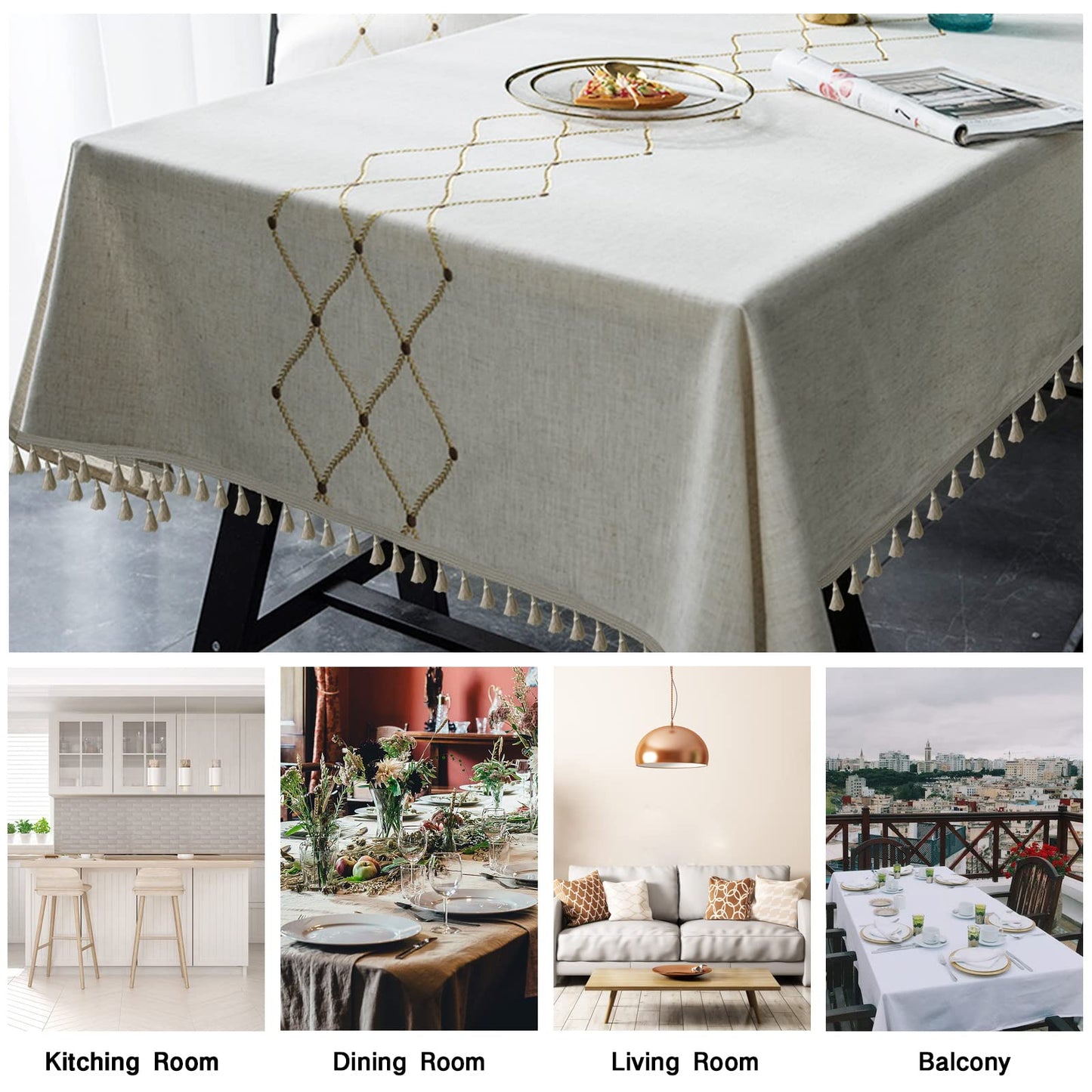IVAPUPU Rectangle Table Cloth Linen Tablecloth Spillproof Wrinkle Free Kitchen Dinning Tabletop Decoration Table Cover Party Banquet 58''x120'' 10-12 Seats