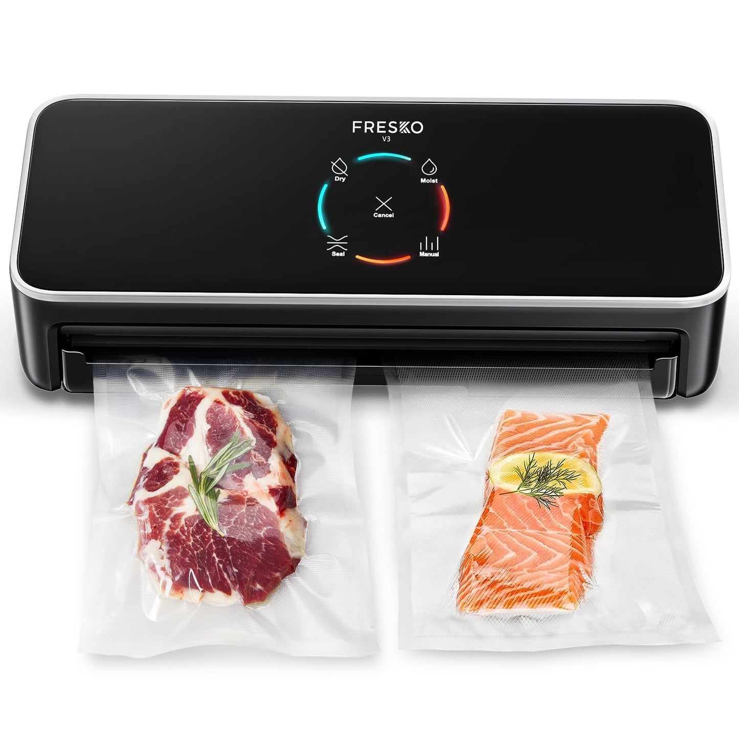 FRESKO Upgraded Fully Automatic Vacuum Sealer, Hands-Free Food Vacuum Sealer without Flipping the Lid, Easy-to-Use Touch Operation with Visual Progress Bar, ETL Certified