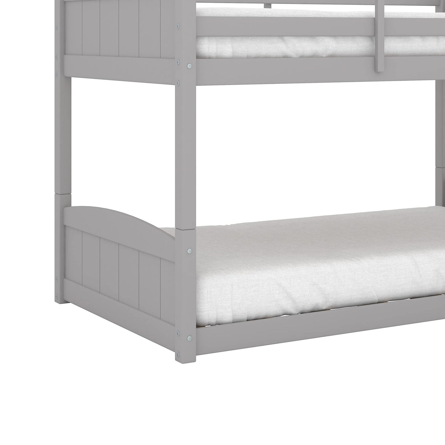 Hillsdale Alexis Contemporary Wood Arch Twin Over Twin Floor Bunk Bed with Slats, Gray
