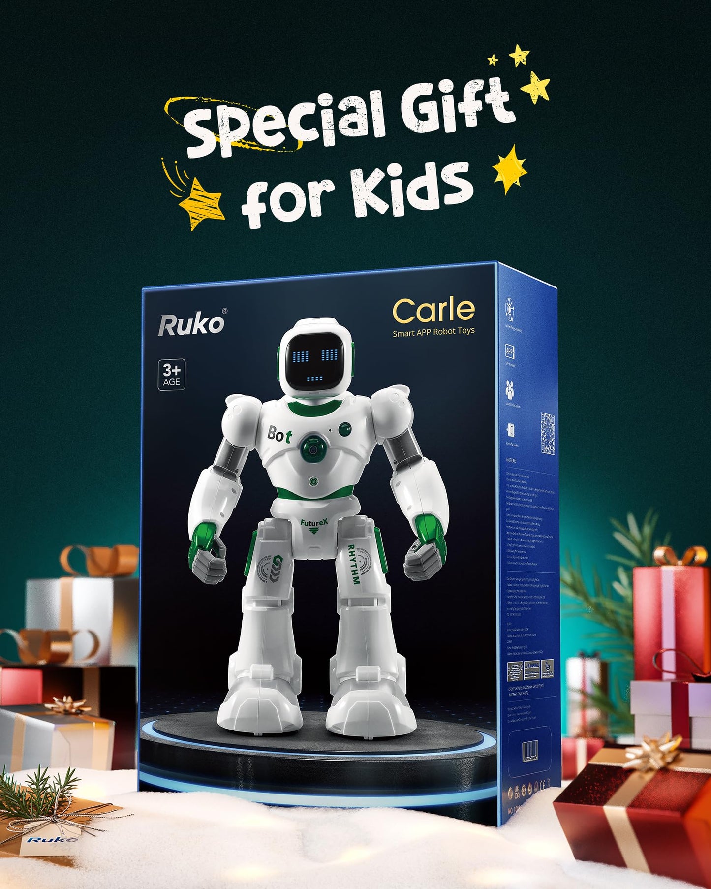 Ruko Robot Toys for Kids, Large Smart Remote Control Carle Robots with Voice and App Control, Music, Dance, Record, Programmable, Interactive, Gifts for Kids 4-9 Year Old Boys and Girls